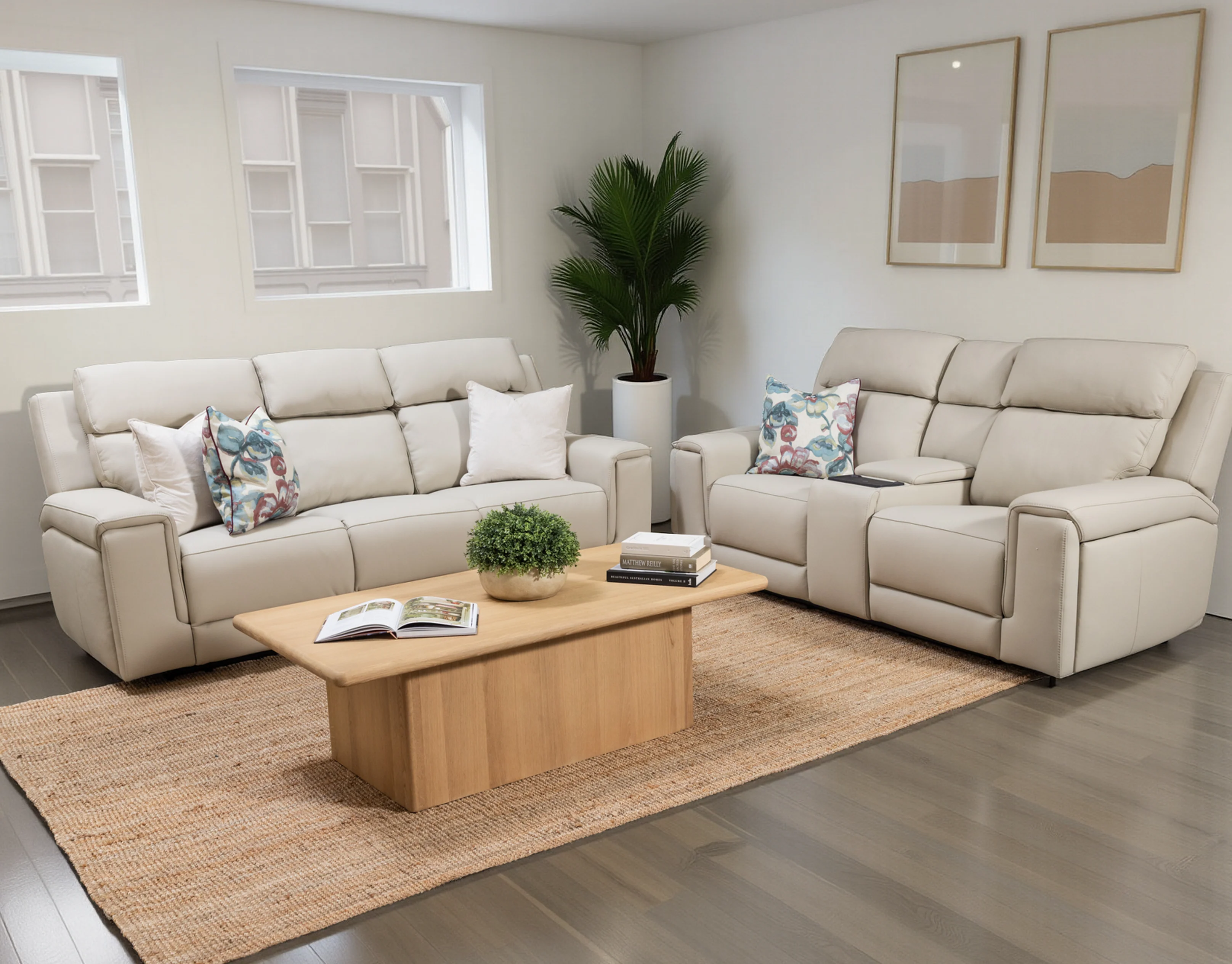 Aquila Electric Recliner Leather Lounge Suite - Image 3