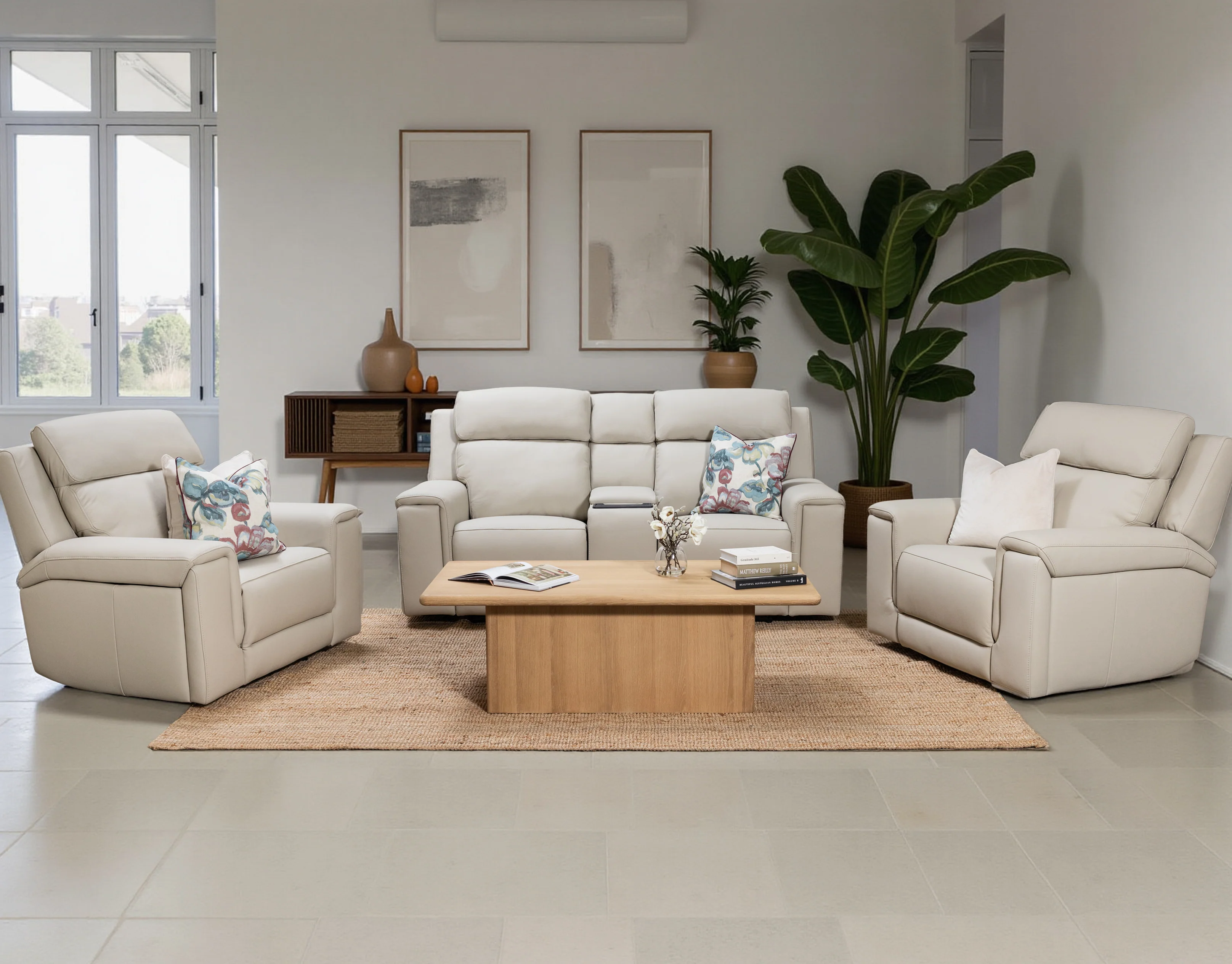Aquila Electric Recliner Leather Lounge Suite - Image 4