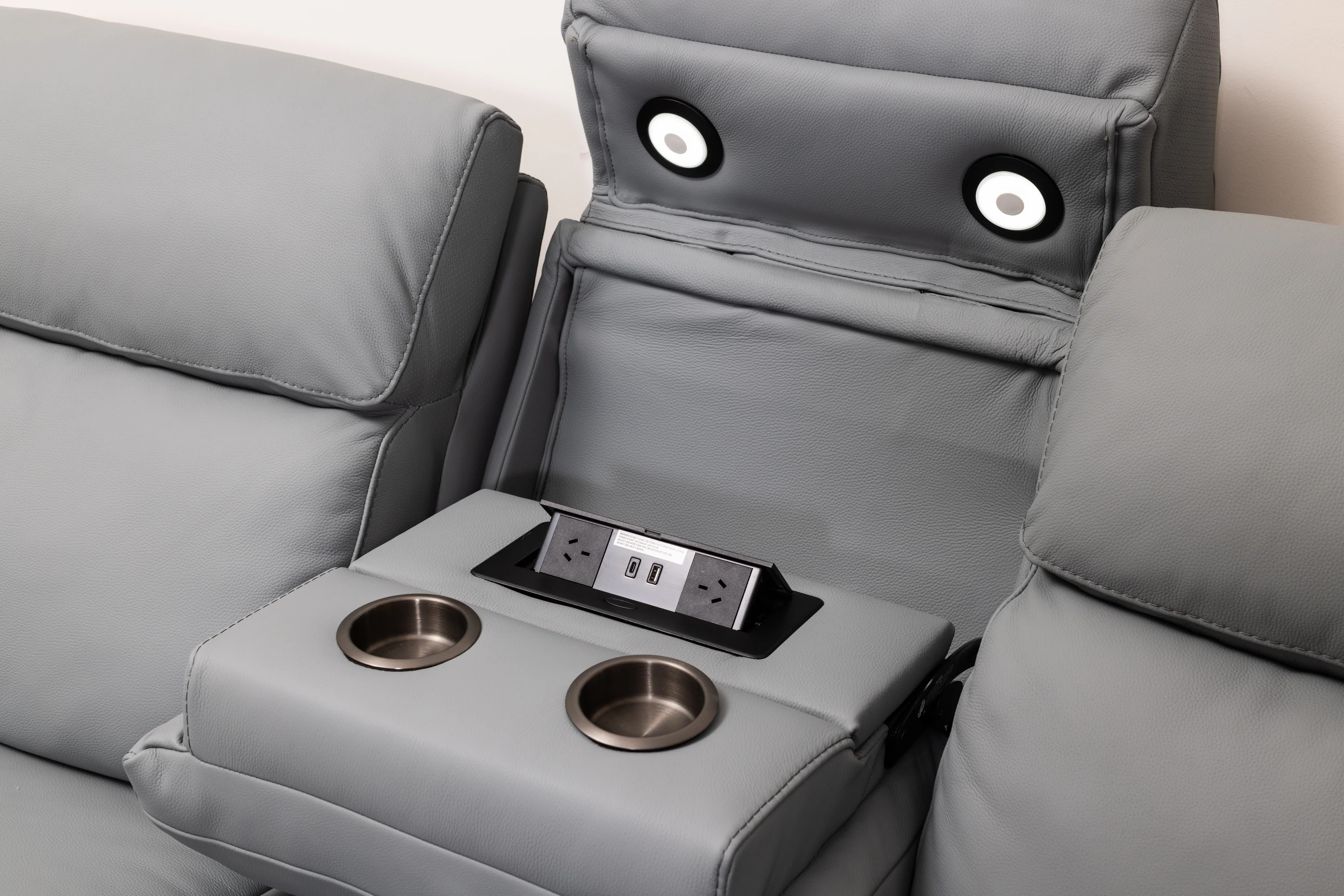 Aquila Electric Recliner Leather Lounge Suite - Image 6