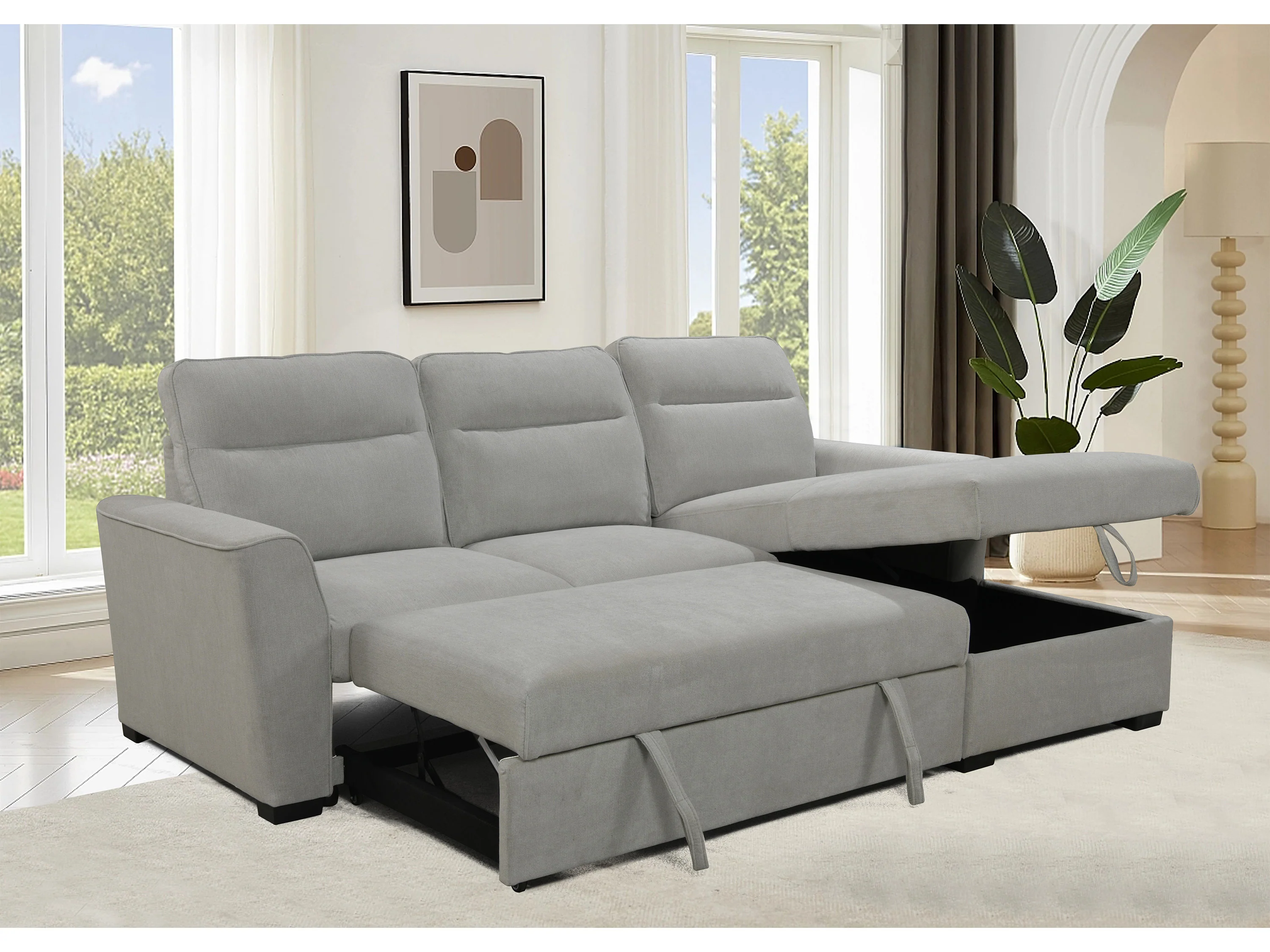 Belino 3 Seater Pull Out Sofabed with Reversible Chaise + Storage - Image 3