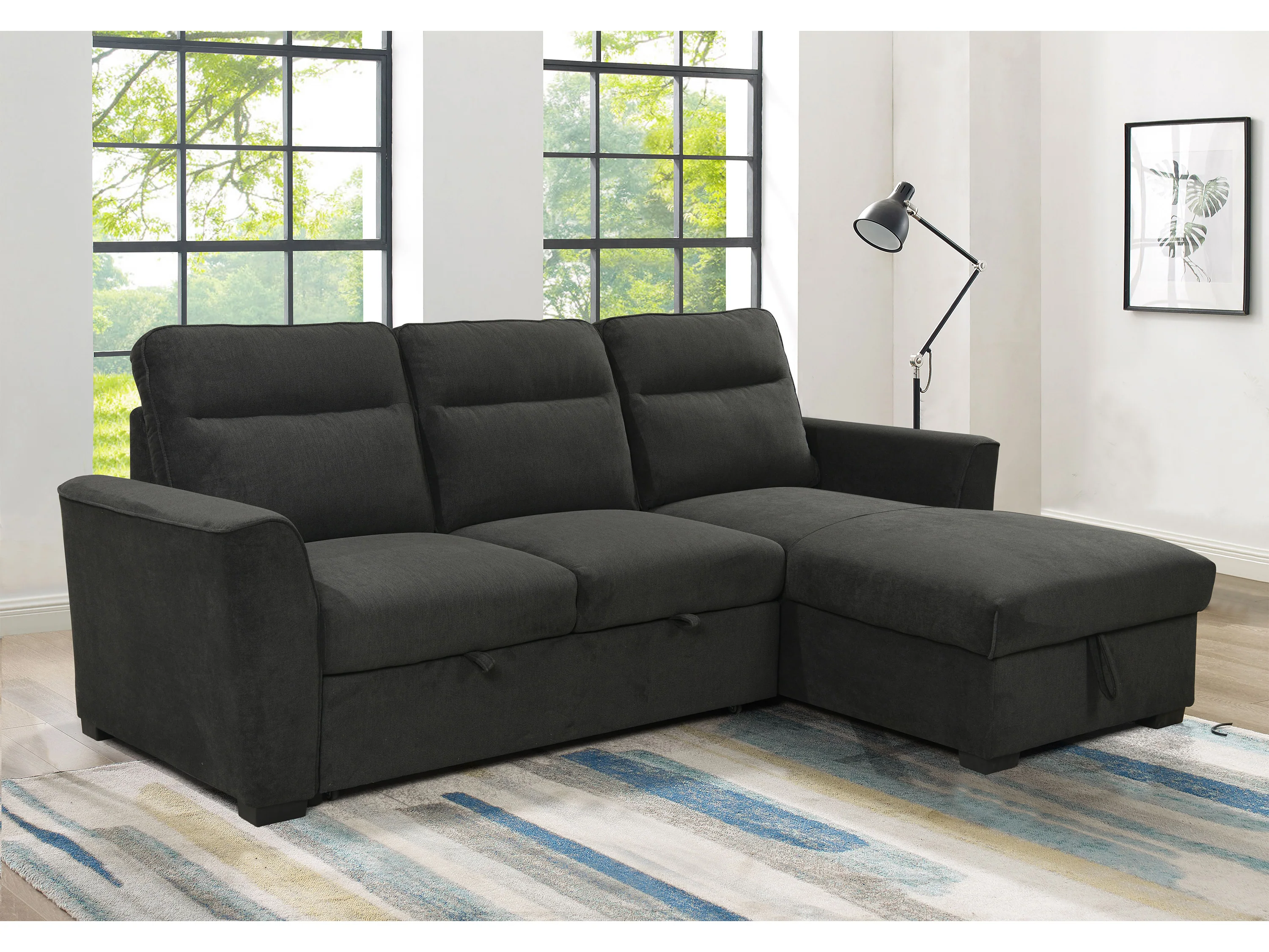 Belino 3 Seater Pull Out Sofabed with Reversible Chaise + Storage - Image 4