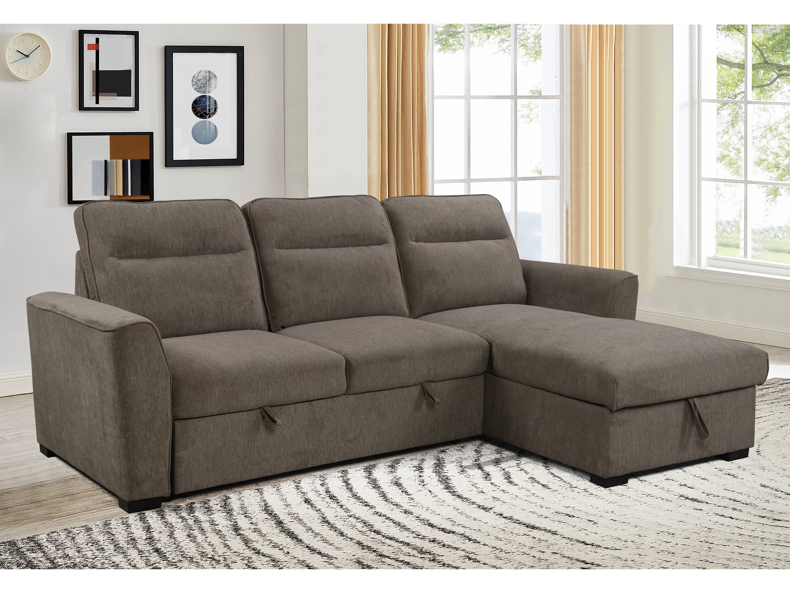 Belino 3 Seater Pull Out Sofabed with Reversible Chaise + Storage - Image 5