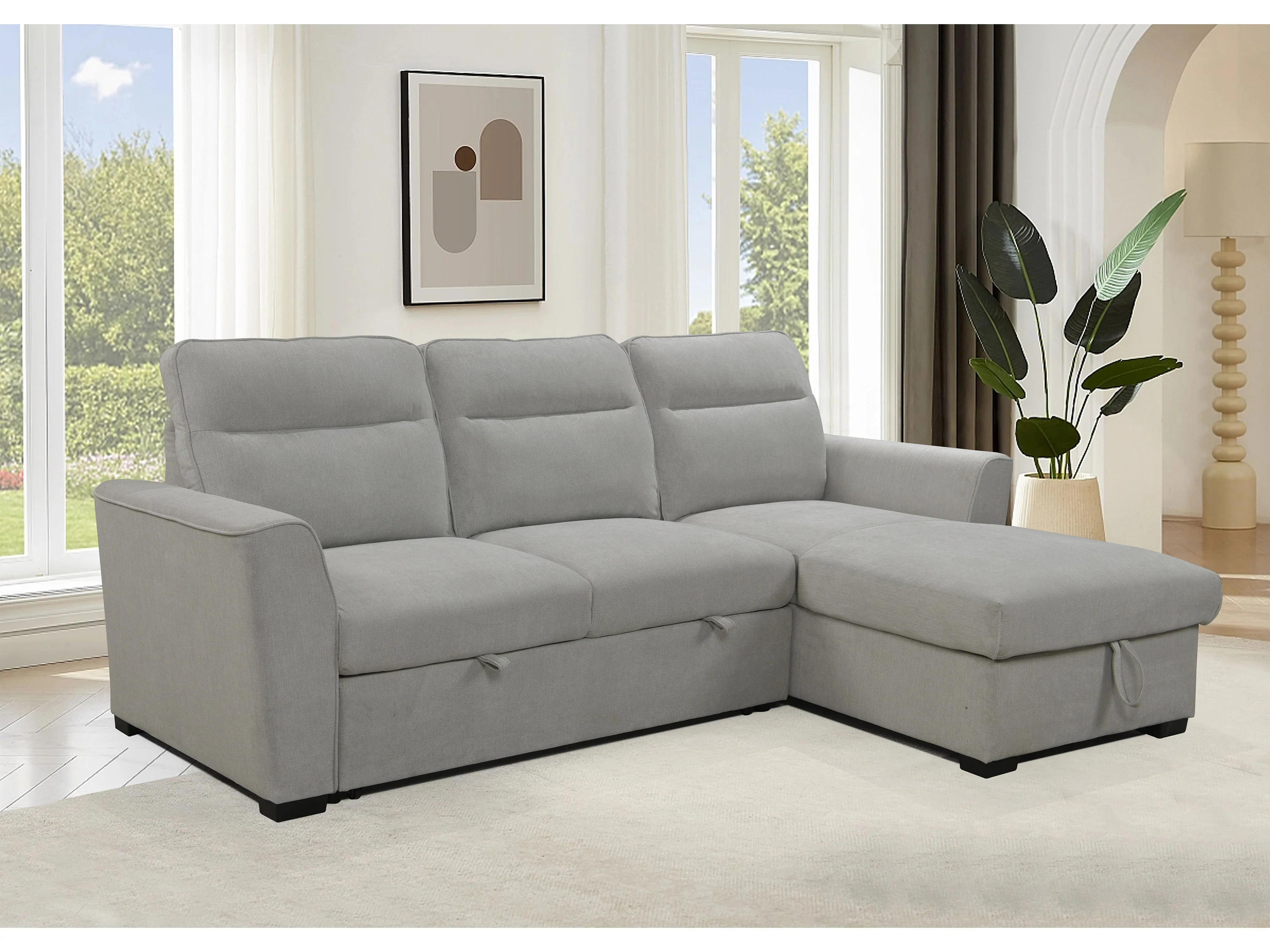 Belino 3 Seater Pull Out Sofabed with Reversible Chaise + Storage - Image 6