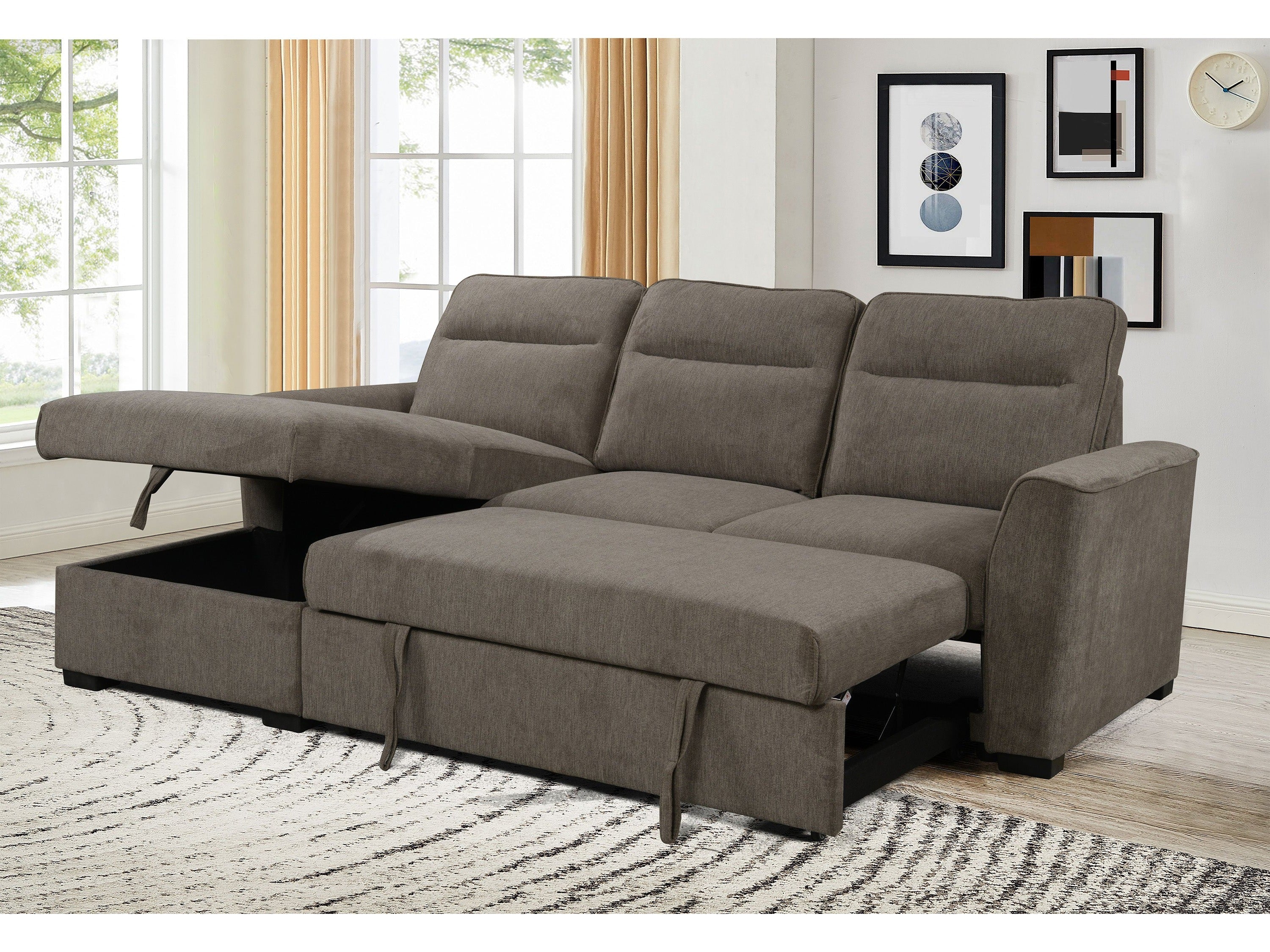 Belino 3 Seater Pull Out Sofabed with Reversible Chaise + Storage - Image 7