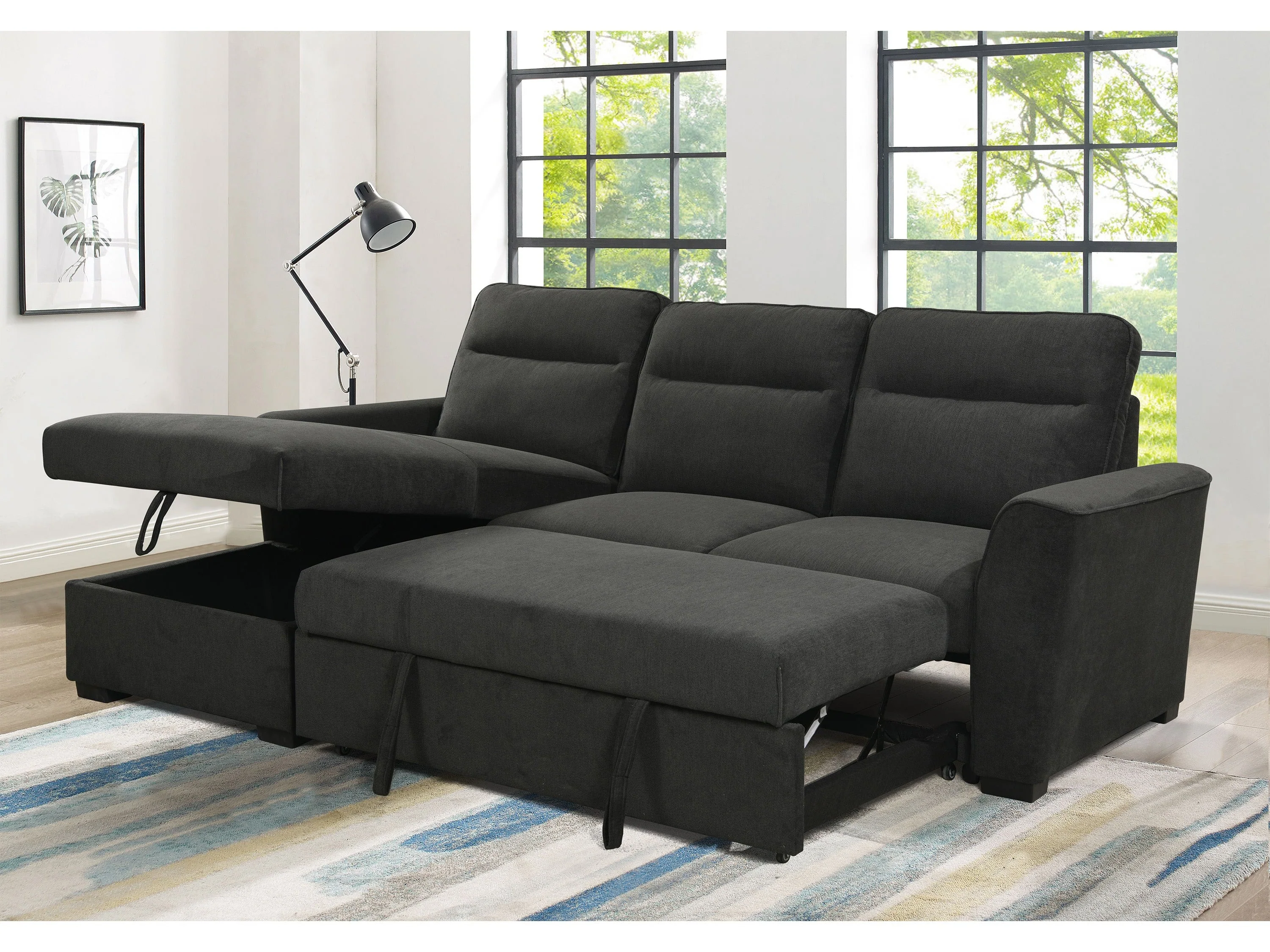 Belino 3 Seater Pull Out Sofabed with Reversible Chaise + Storage - Image 8