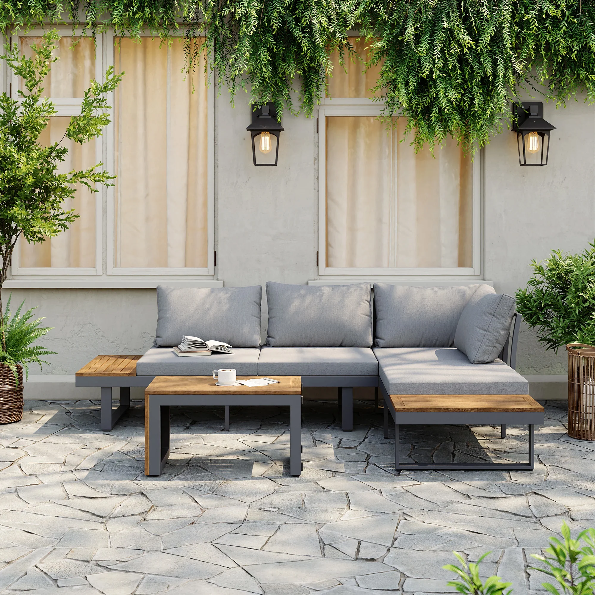 Belize 4 Seater Outdoor Lounge Setting with Coffee Table - Image 3