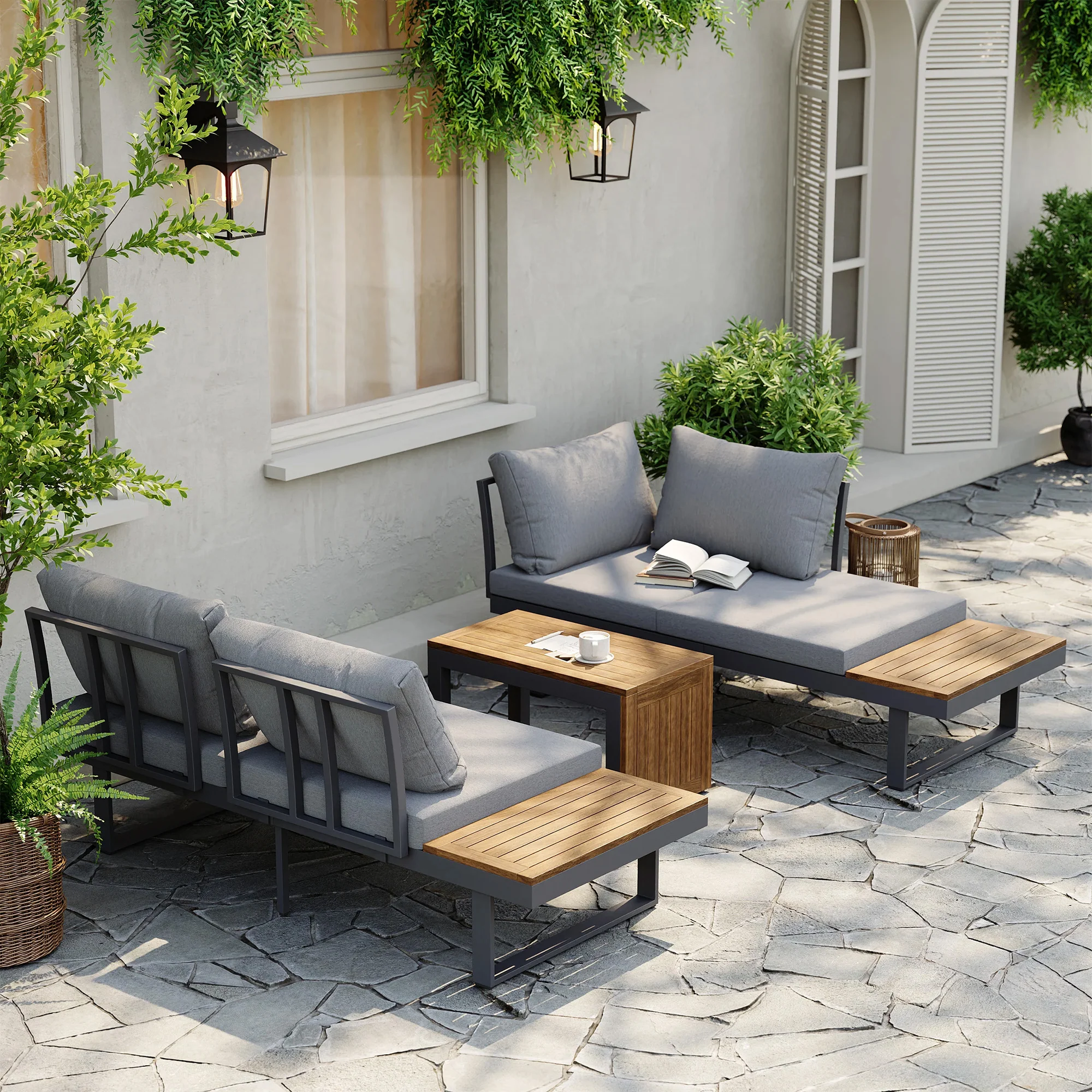Belize 4 Seater Outdoor Lounge Setting with Coffee Table - Image 4