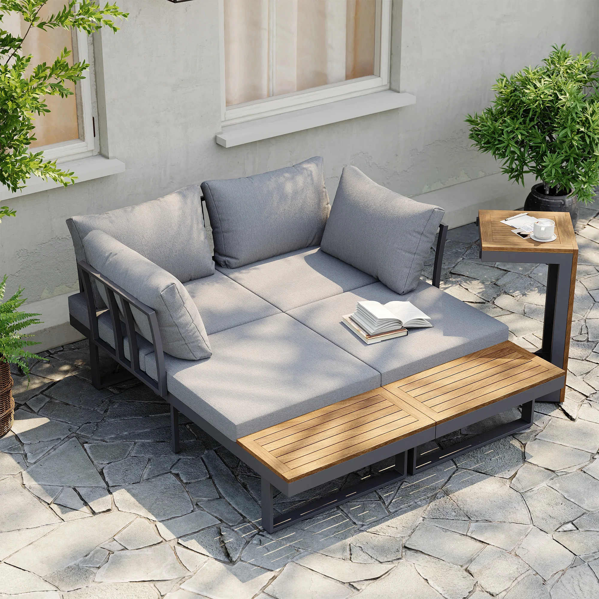 Belize 4 Seater Outdoor Lounge Setting with Coffee Table - Image 5