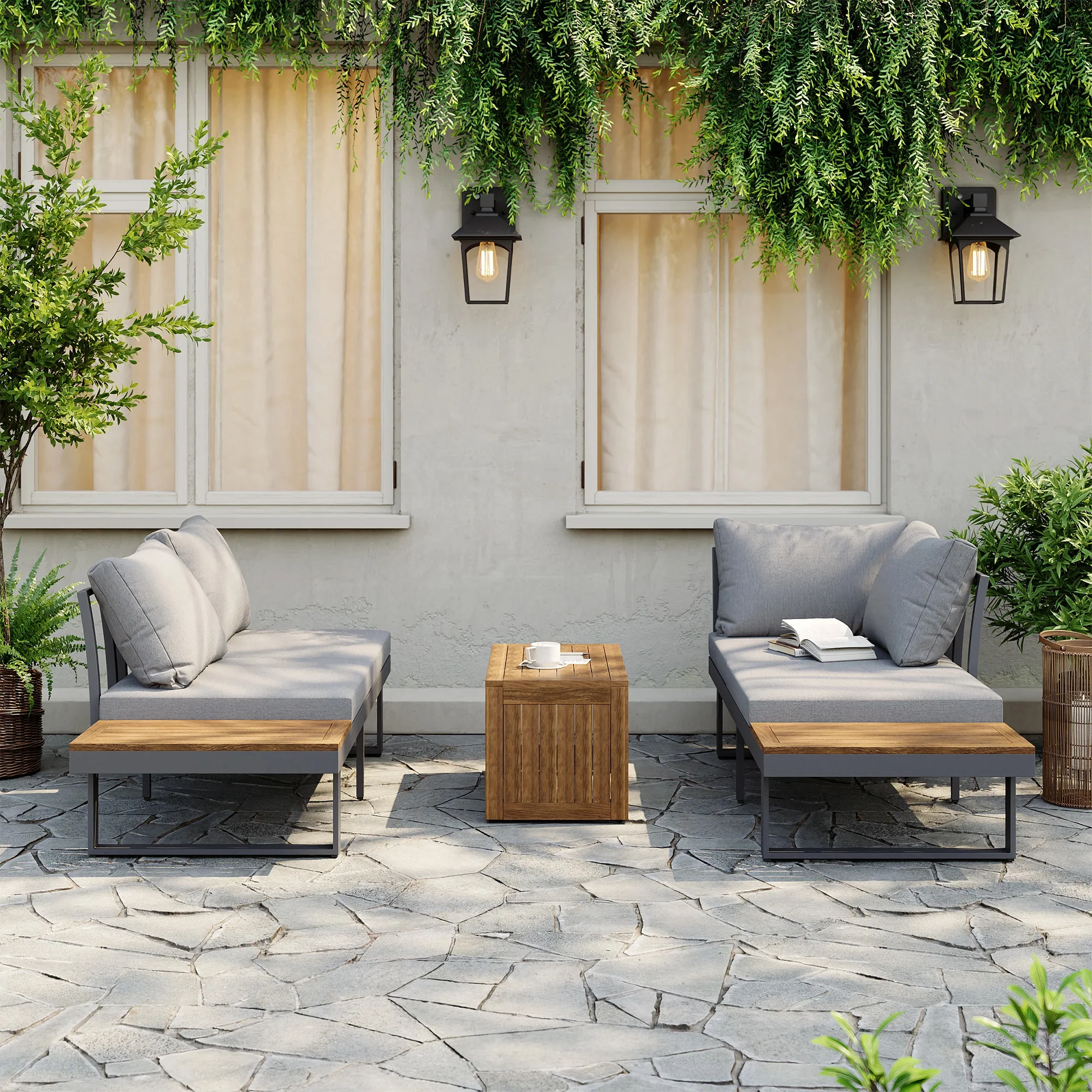 Belize 4 Seater Outdoor Lounge Setting with Coffee Table - Image 6