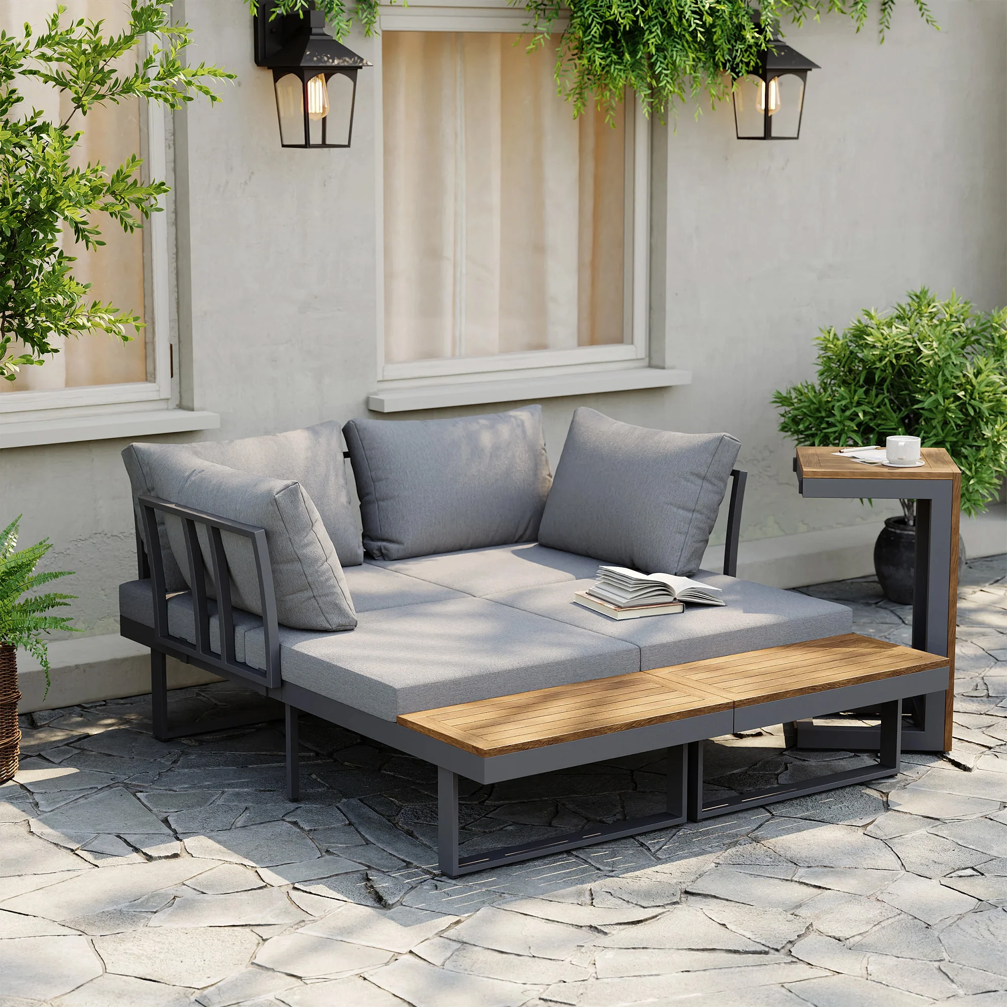 Belize 4 Seater Outdoor Lounge Setting with Coffee Table - Image 7