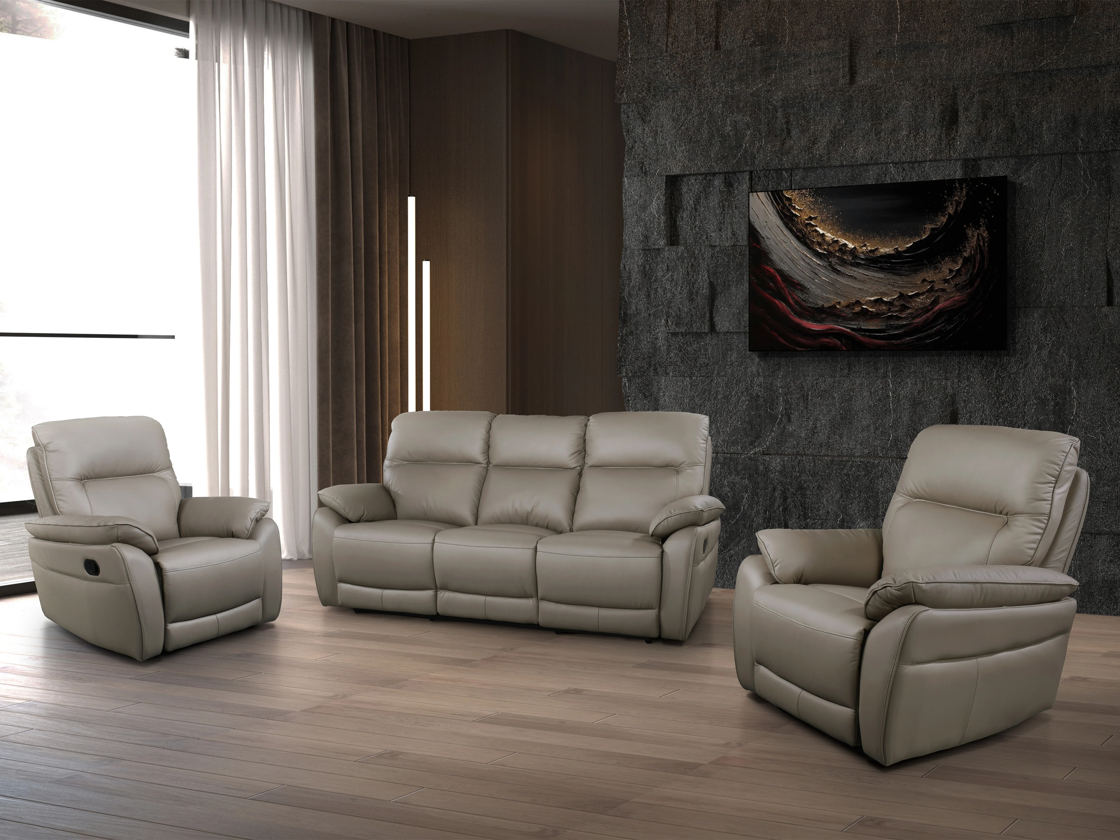 Benson Leather Recliner Lounge - Image 6