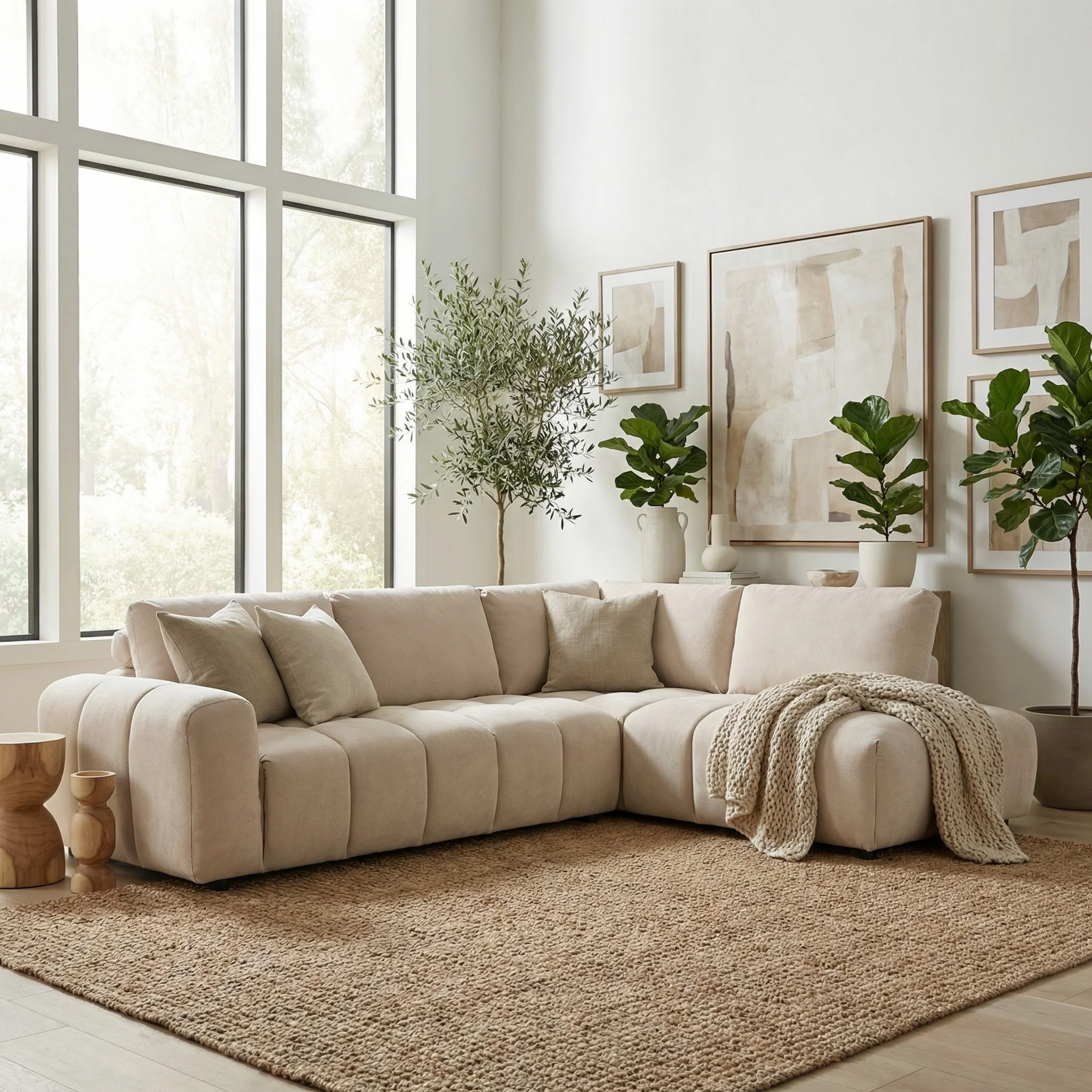 Desmond 5 Seater Fabric Chaise Modular - Image 3