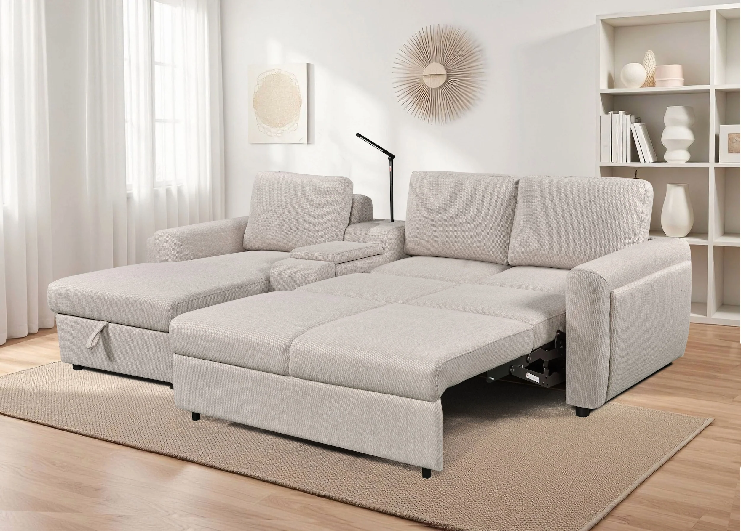 Drew 3 Seater Pull Out Sofabed with Storage Chaise - Image 3
