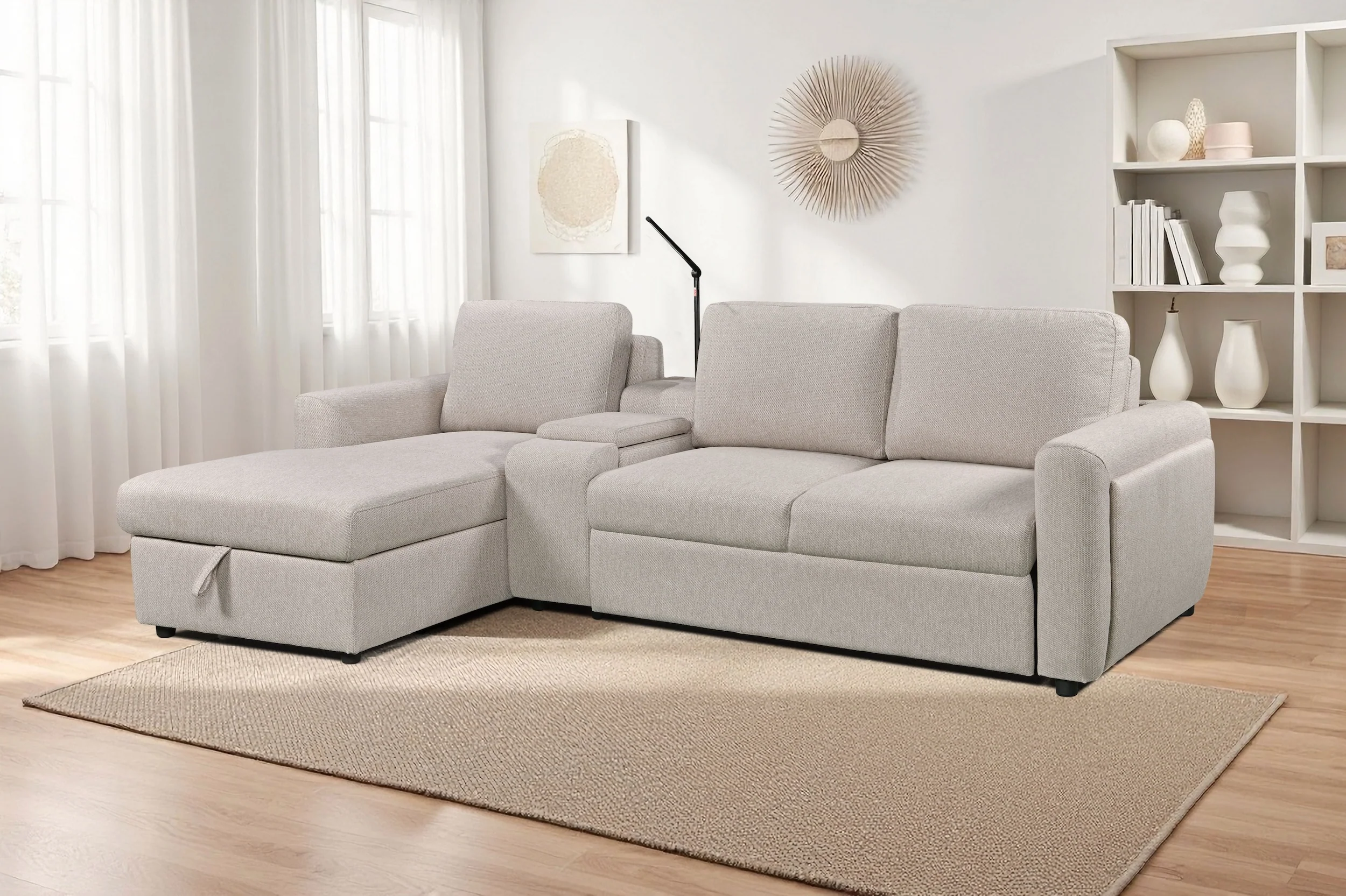 Drew 3 Seater Pull Out Sofabed with Storage Chaise - Image 4