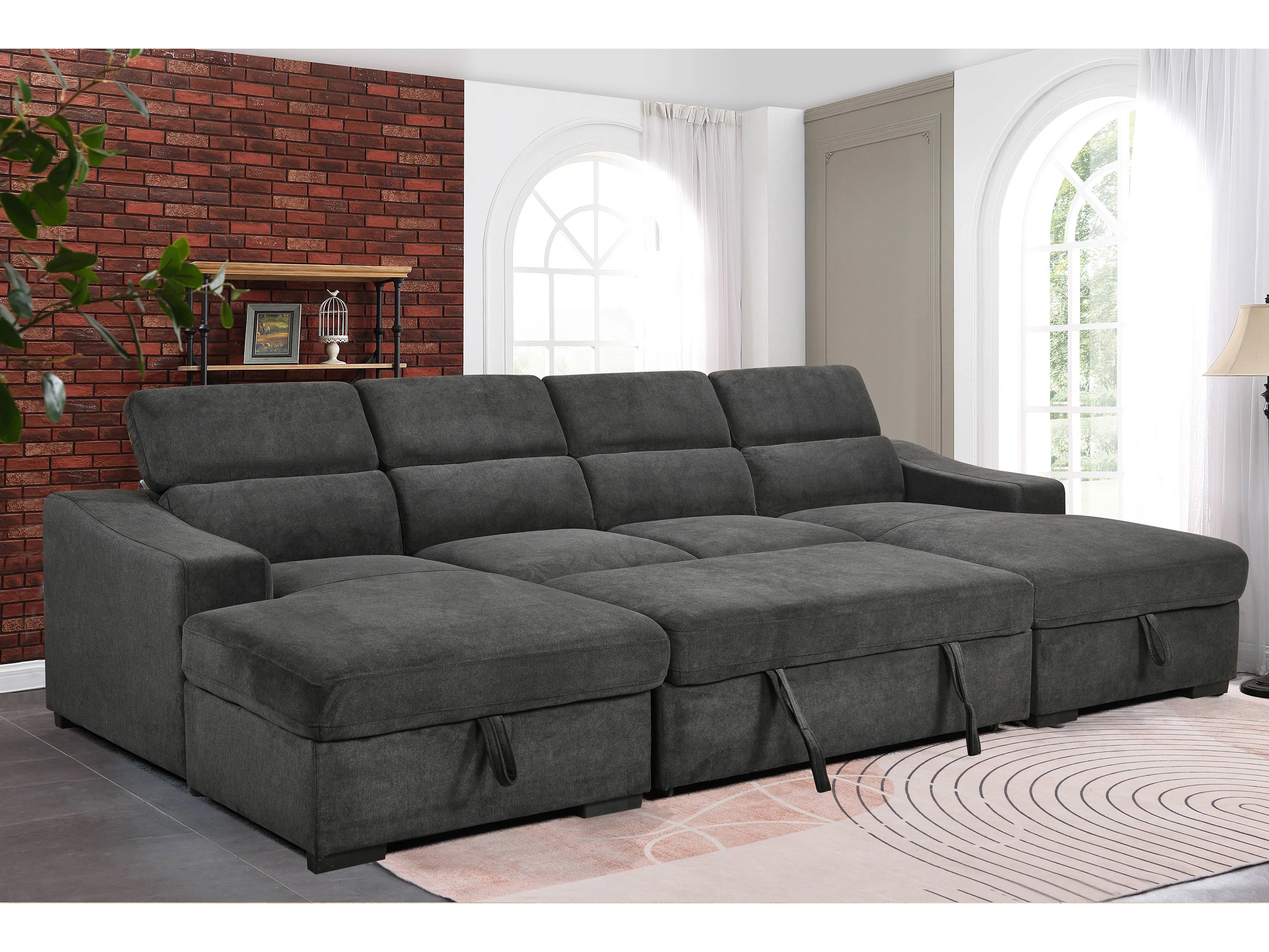 Harlan 4 Seater Fabric with LHF-RHF Sofabed - Image 11