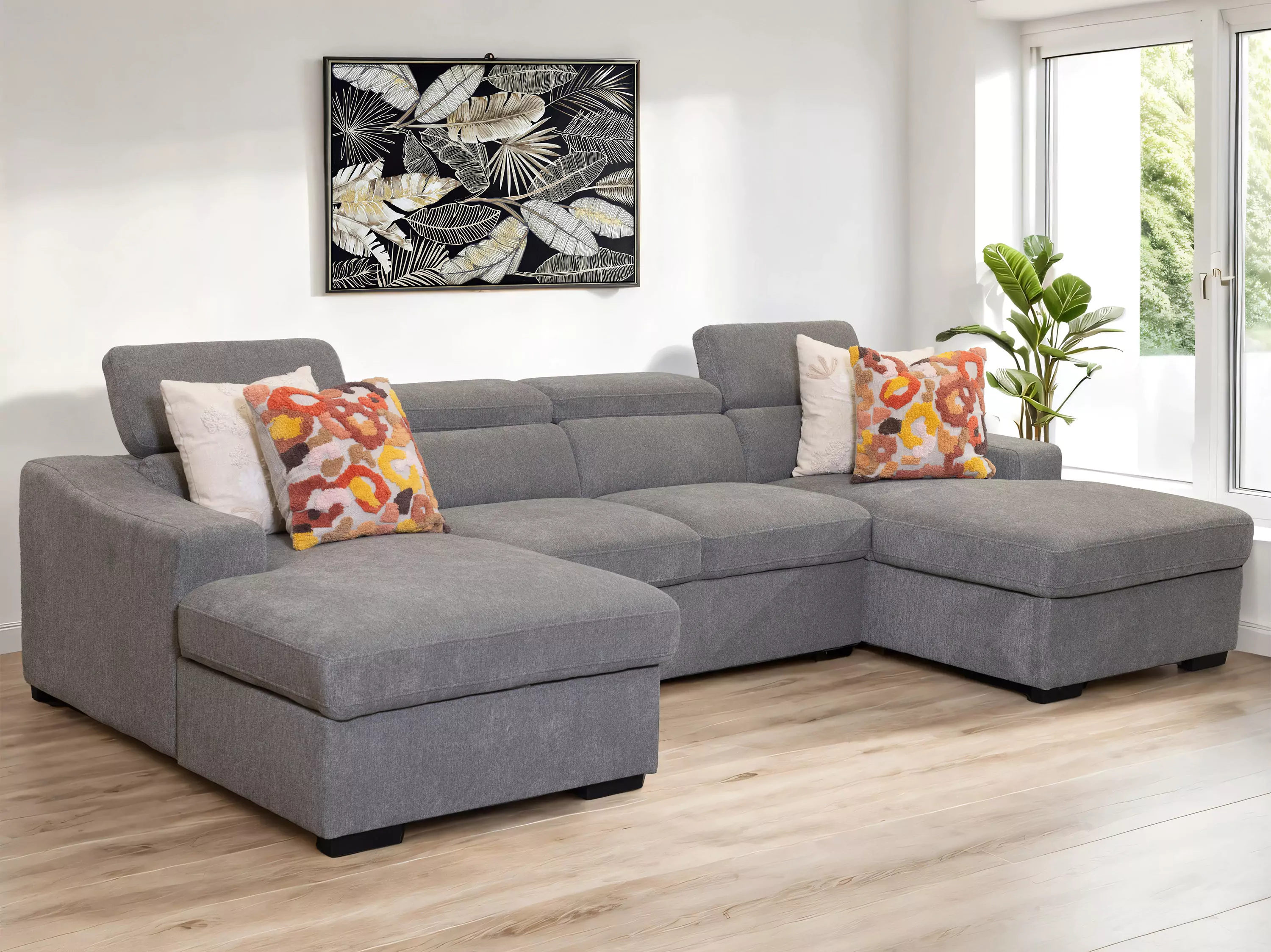 Harlan 4 Seater Fabric with LHF-RHF Sofabed - Image 3