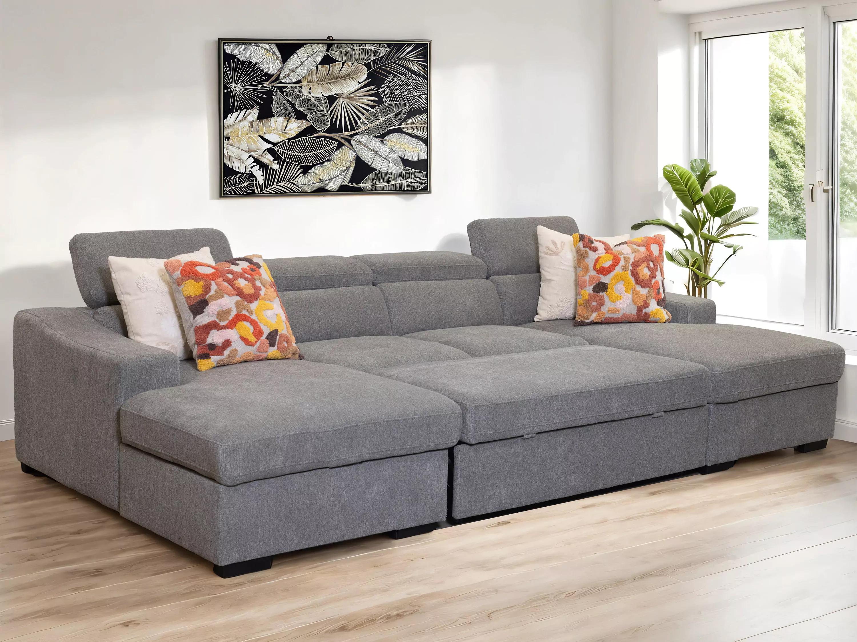 Harlan 4 Seater Fabric with LHF-RHF Sofabed - Image 5