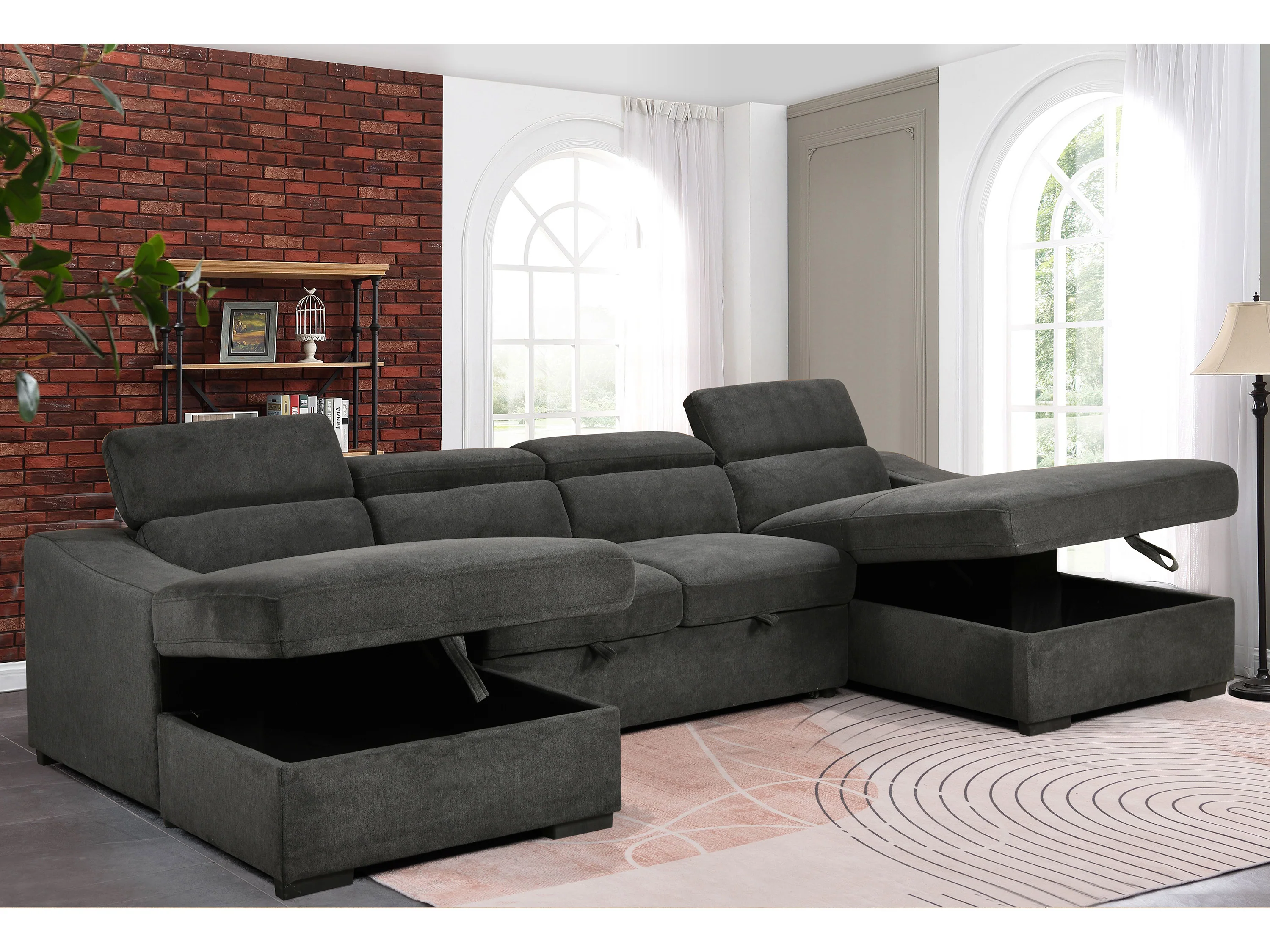 Harlan 4 Seater Fabric with LHF-RHF Sofabed - Image 8