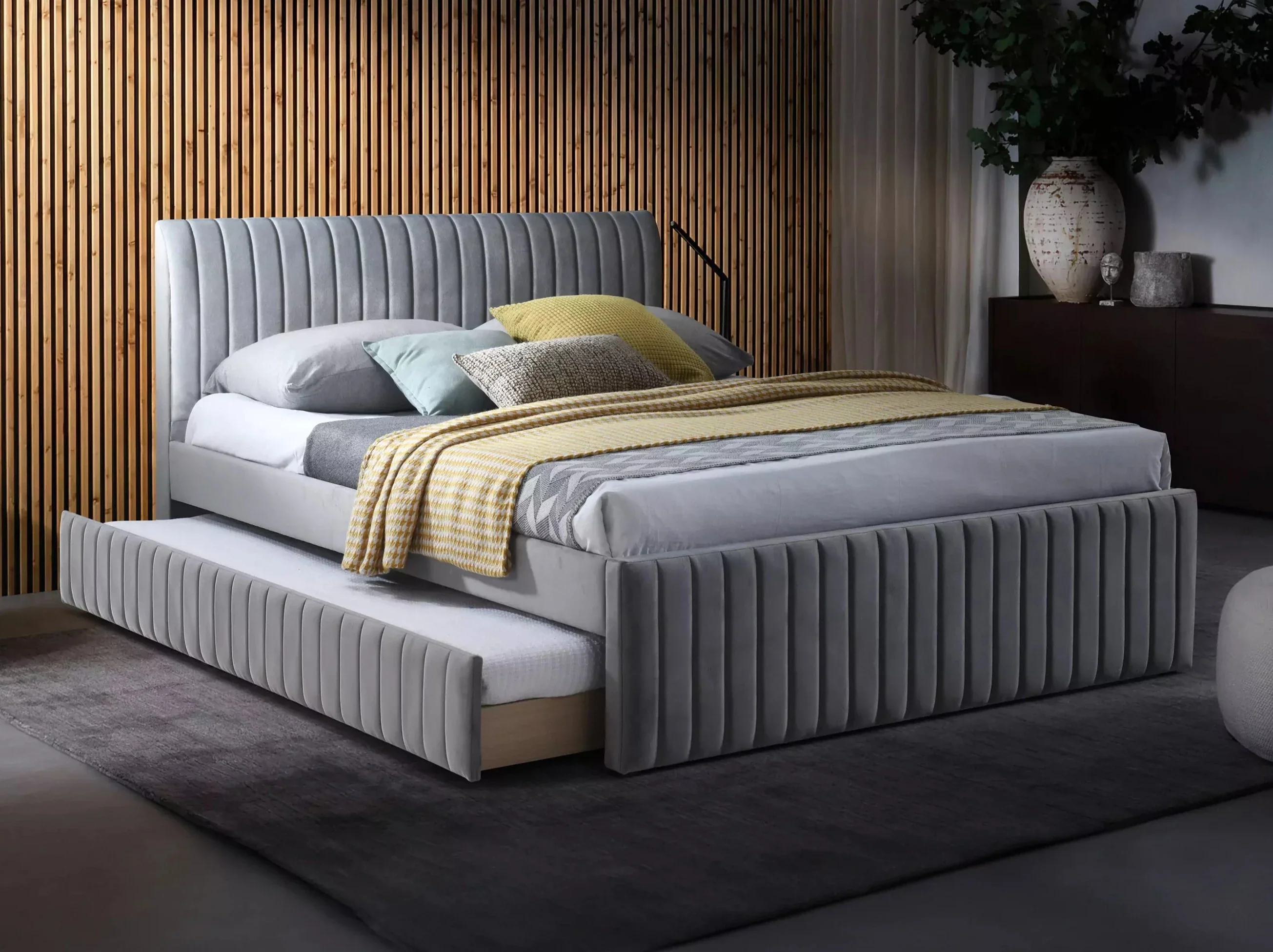 Lloyd Fabric Bed with Single Trundle - Image 3