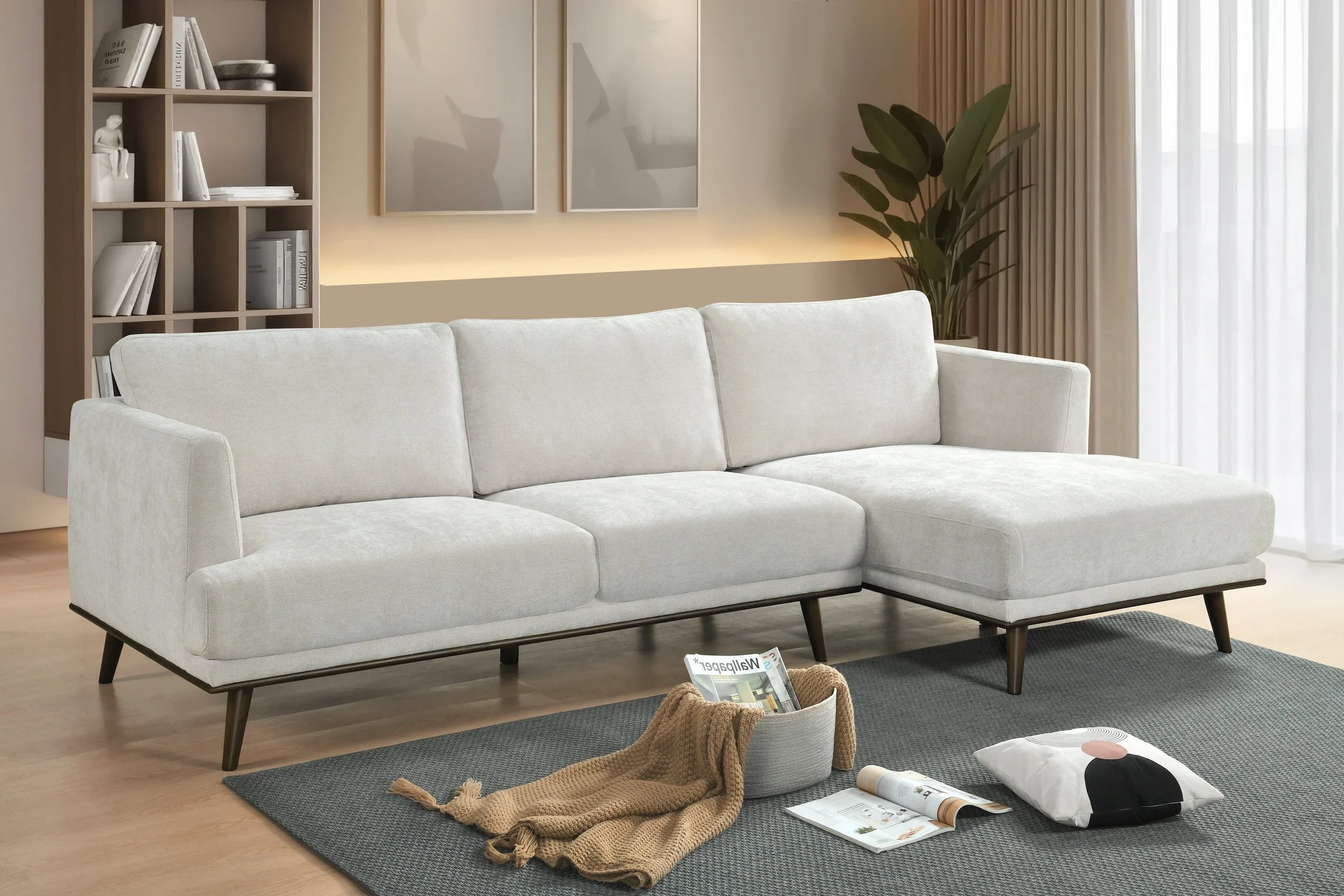 Lucinda 4 Seater Fabric Chaise