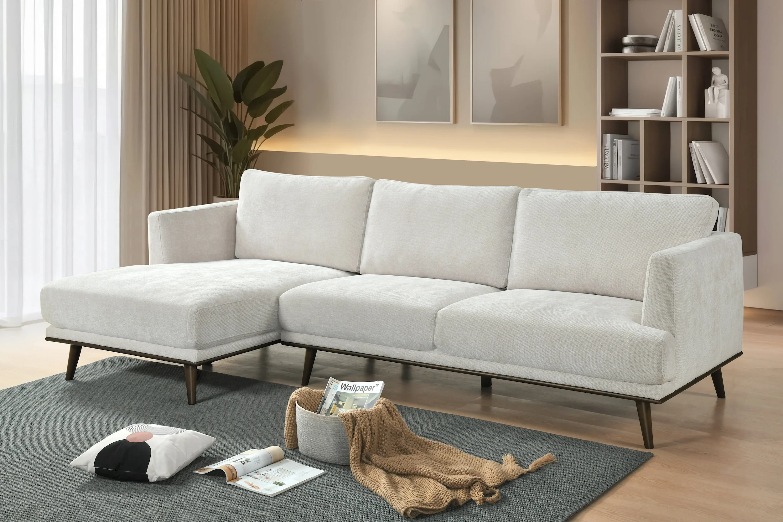 Lucinda 4 Seater Fabric Chaise - Image 3