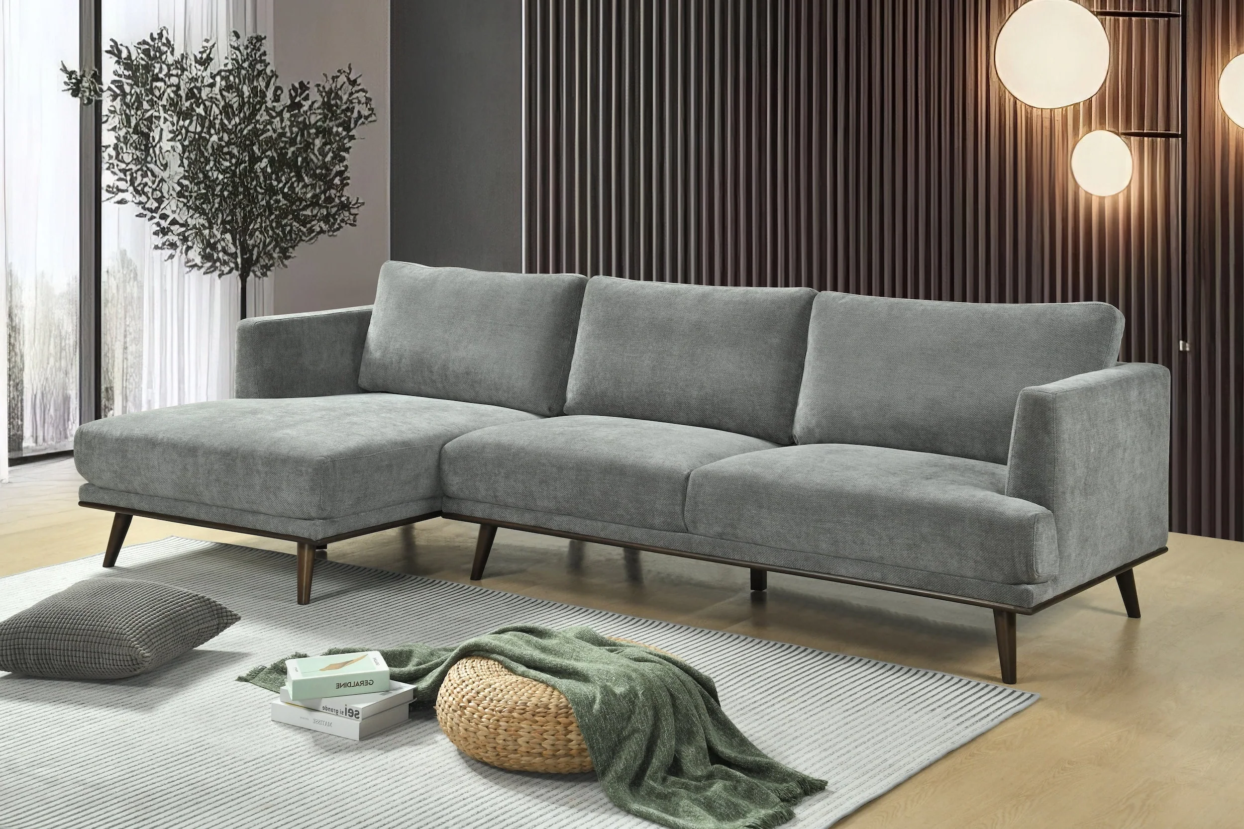 Lucinda 4 Seater Fabric Chaise - Image 4