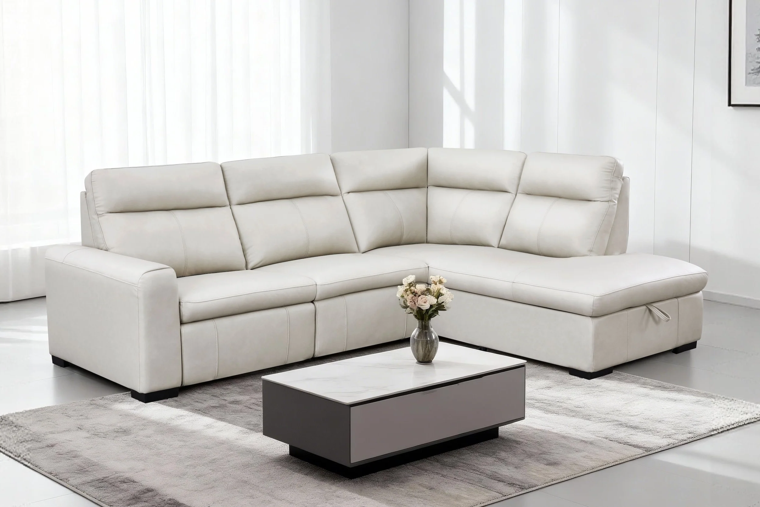 Maddy 4 Seater Leather Electric Modular - Image 3