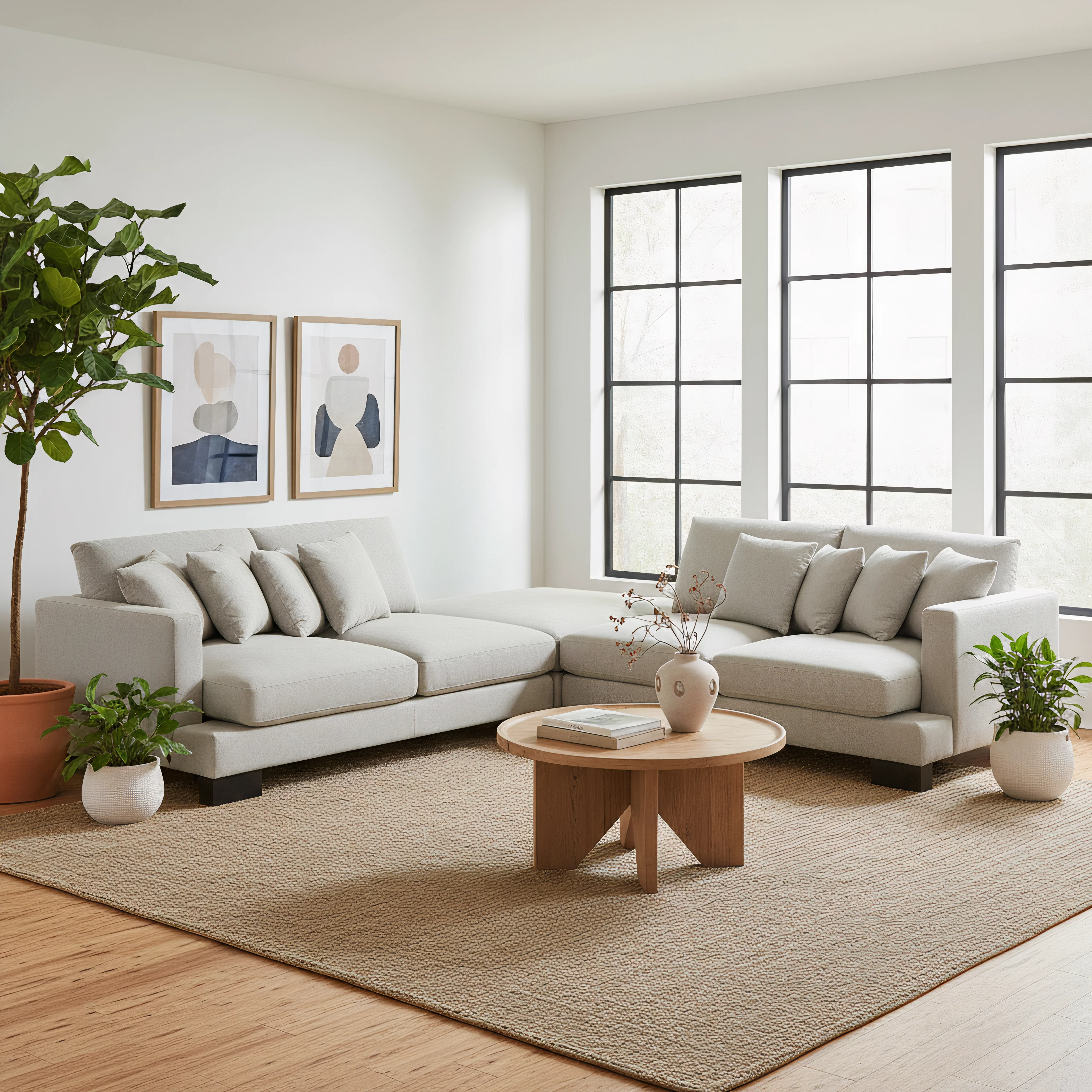 Manhattan 4 Seater Fabric Modular Plus Ottoman - Image 3