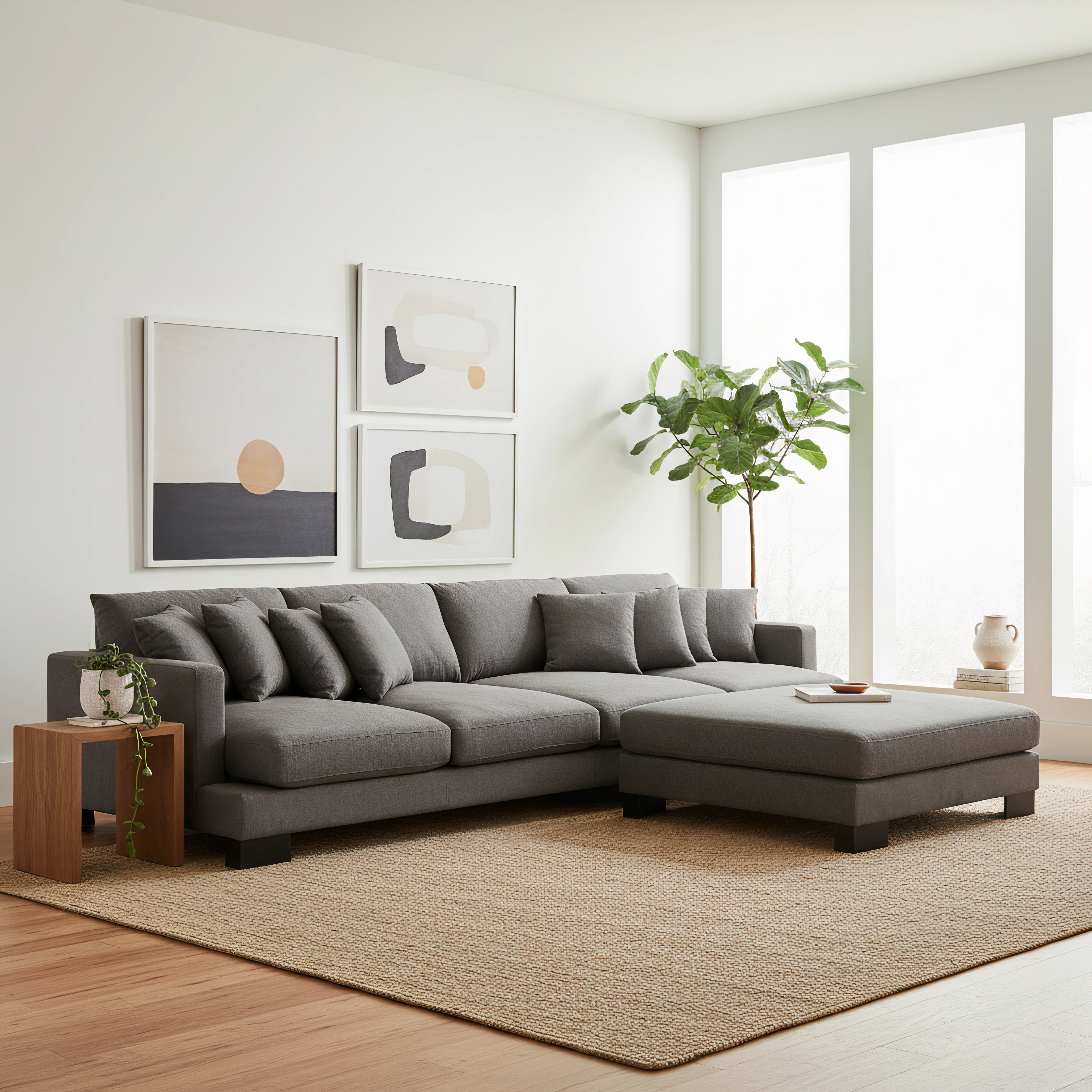Manhattan 4 Seater Fabric Modular Plus Ottoman - Image 4