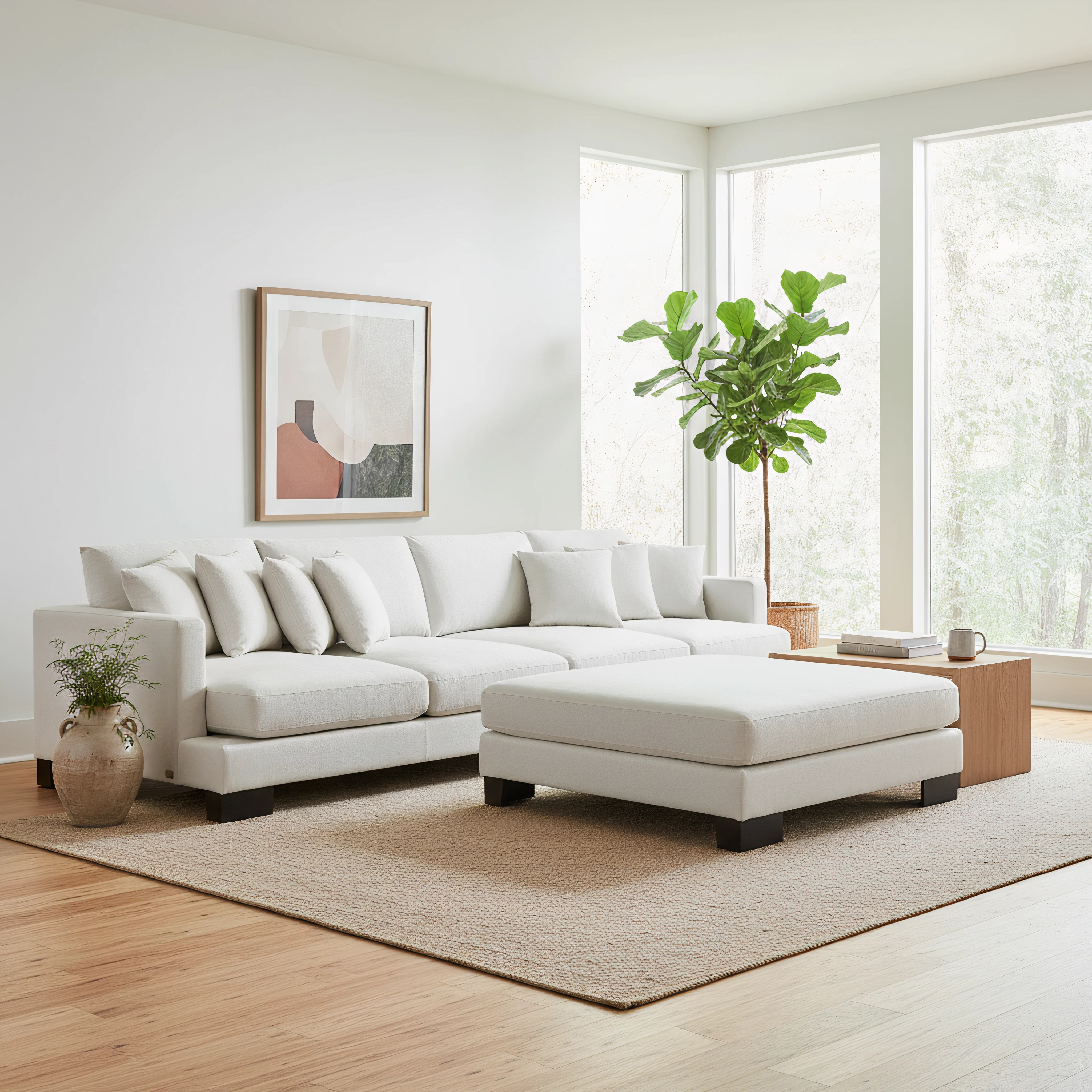 Manhattan 4 Seater Fabric Modular Plus Ottoman - Image 5