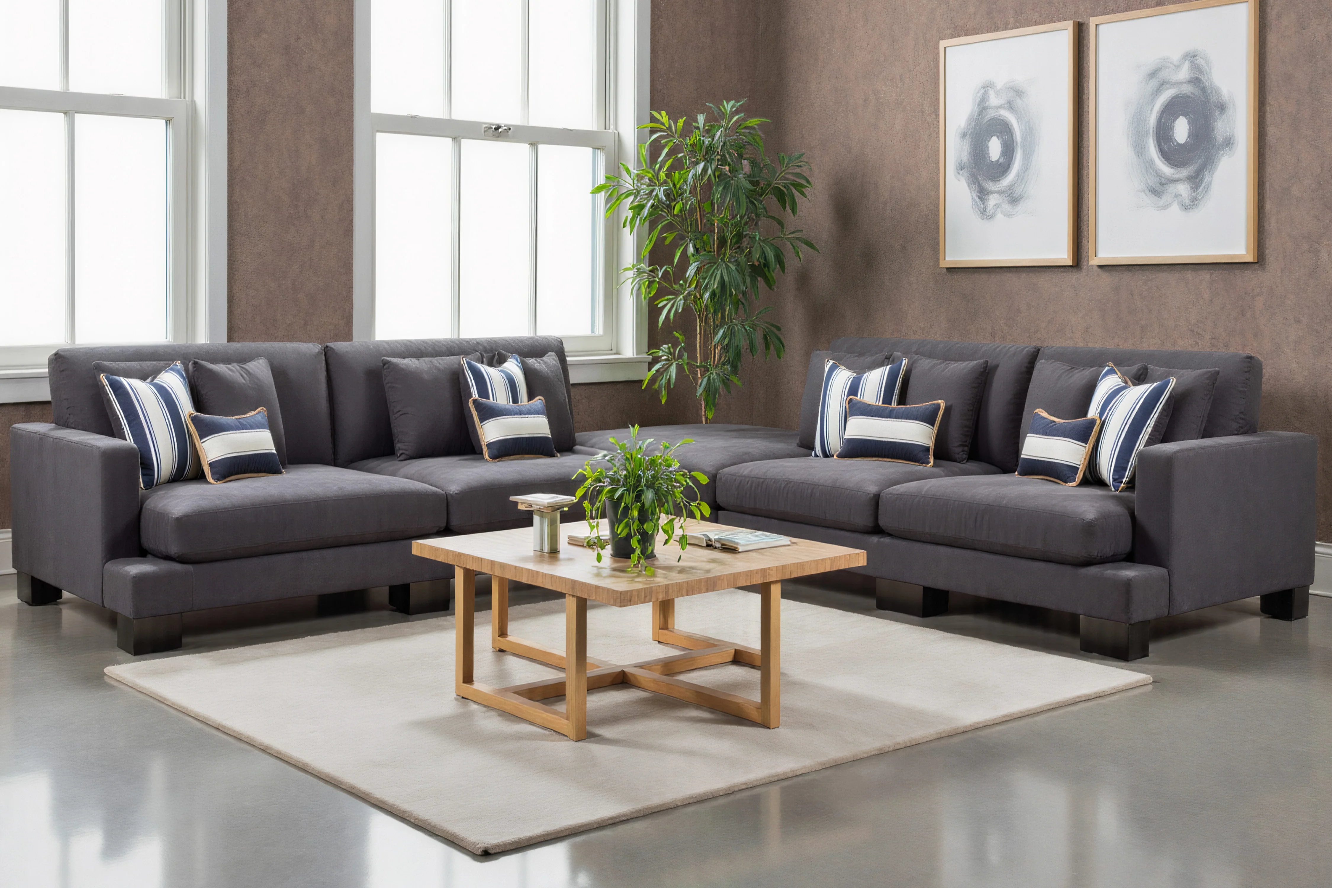 Manhattan 4 Seater Fabric Modular Plus Ottoman - Image 6
