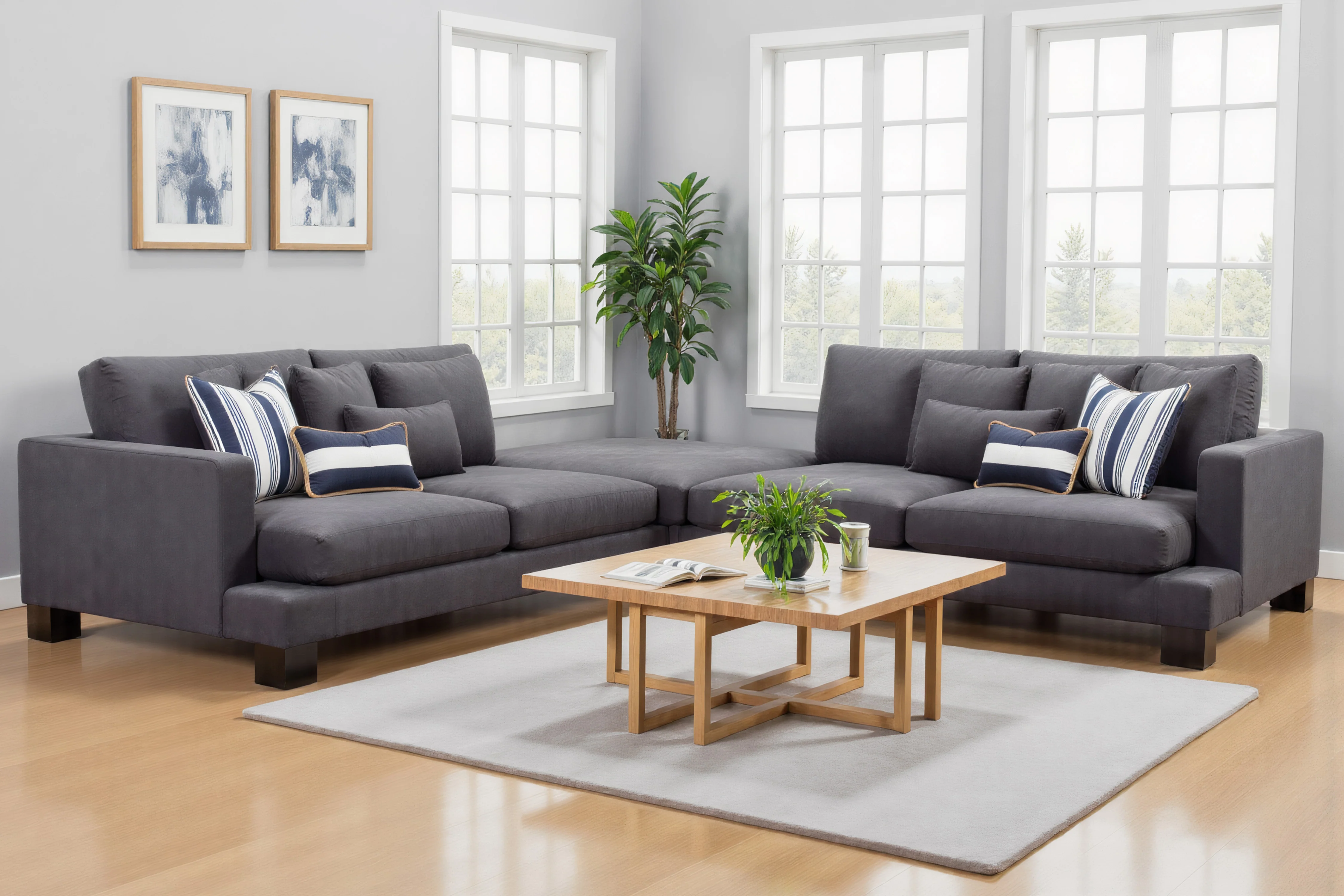 Manhattan 4 Seater Fabric Modular Plus Ottoman - Image 7