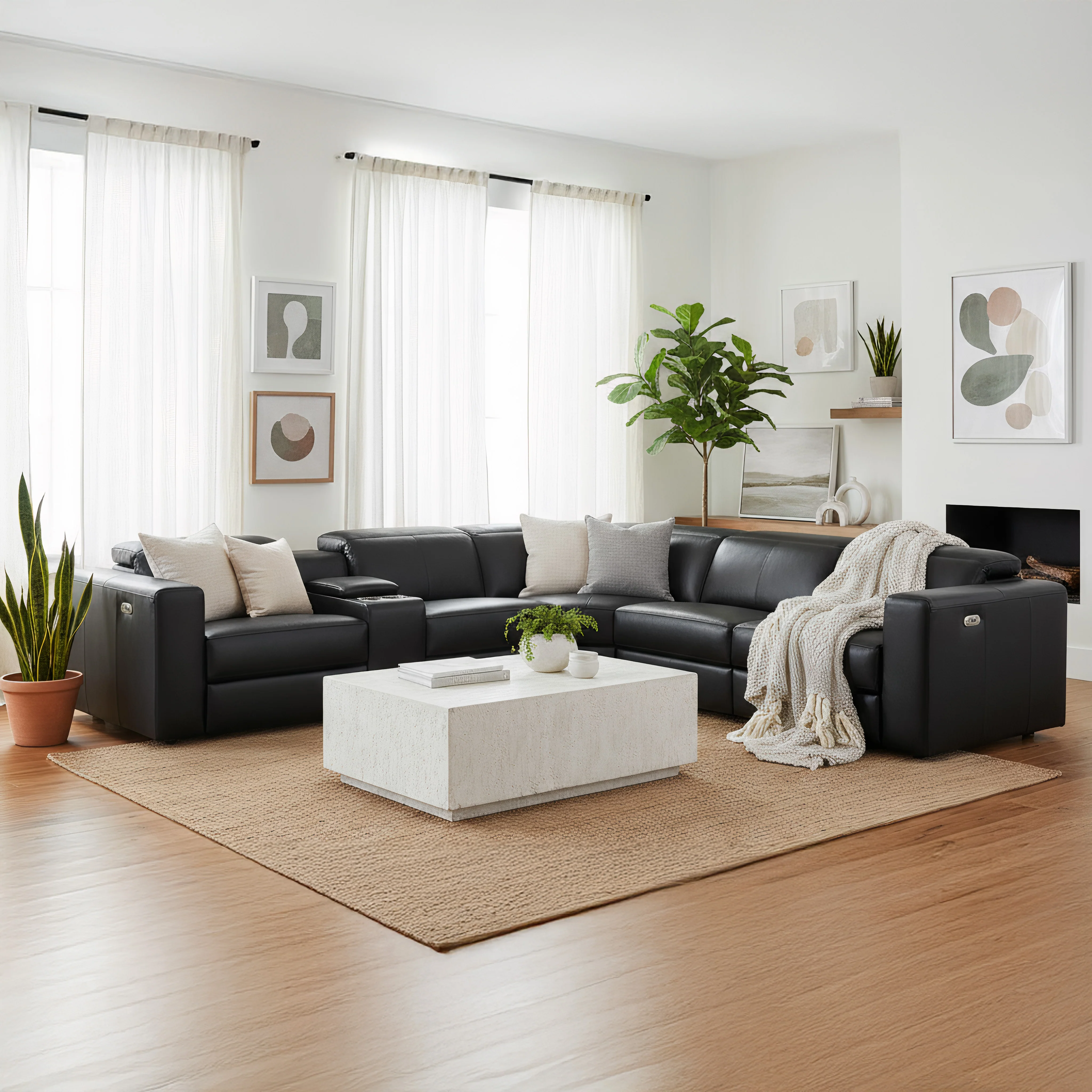 Precious 5 Seater Leather Electric Corner Modular - Image 2