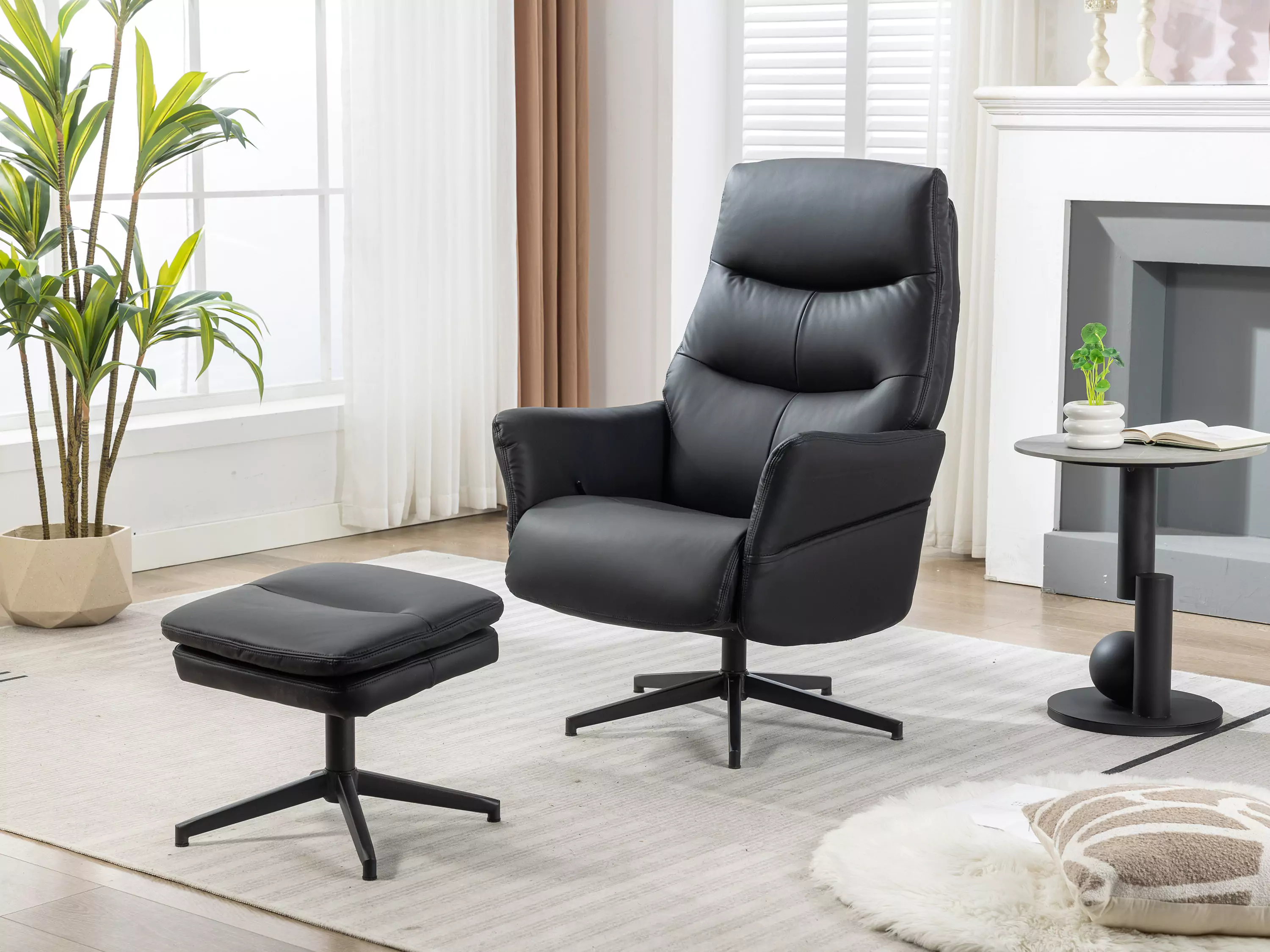 Robert Swivel Recliner Chair with Stool - Image 10