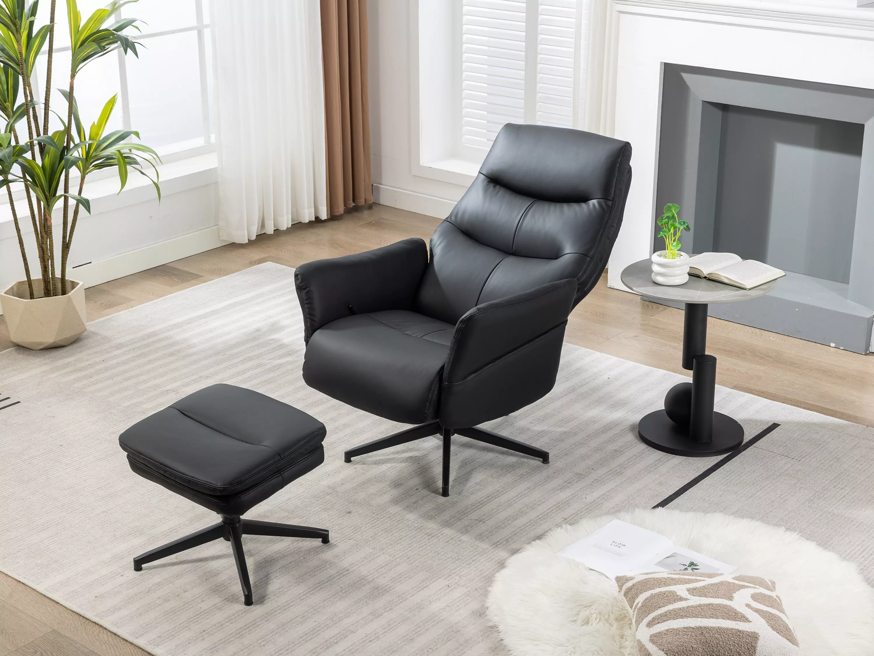 Robert Swivel Recliner Chair with Stool - Image 11