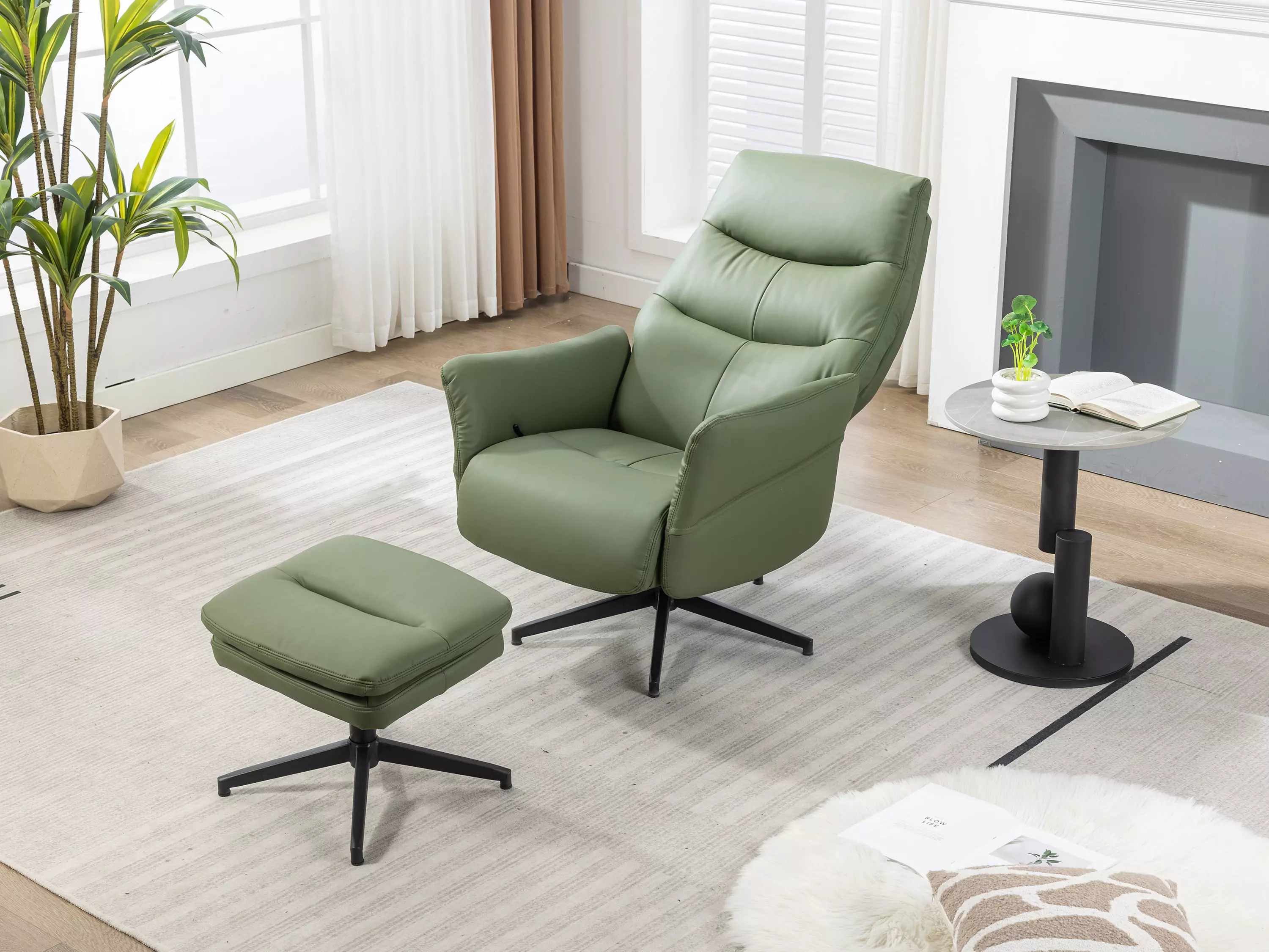 Robert Swivel Recliner Chair with Stool - Image 14