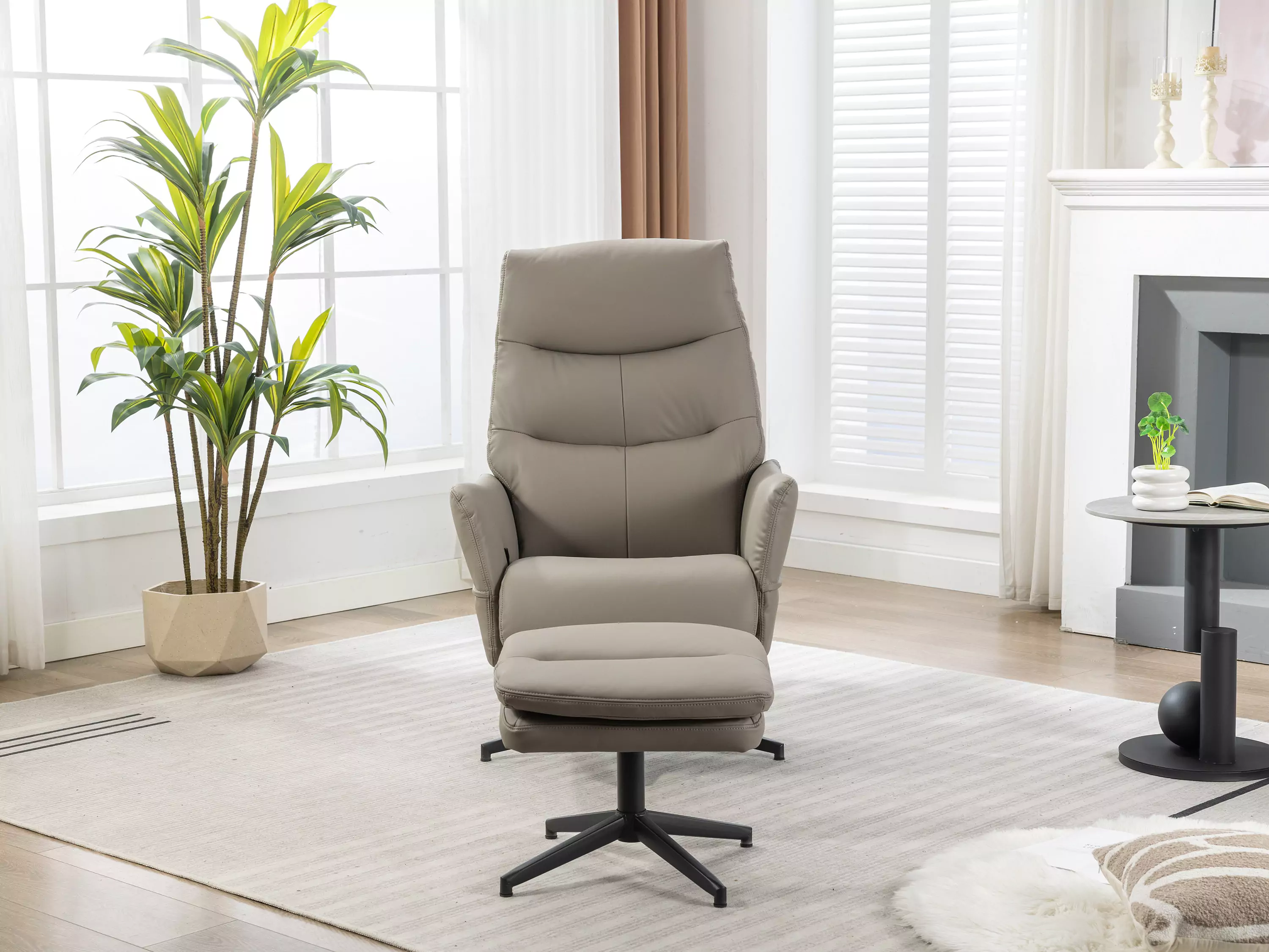 Robert Swivel Recliner Chair with Stool - Image 3