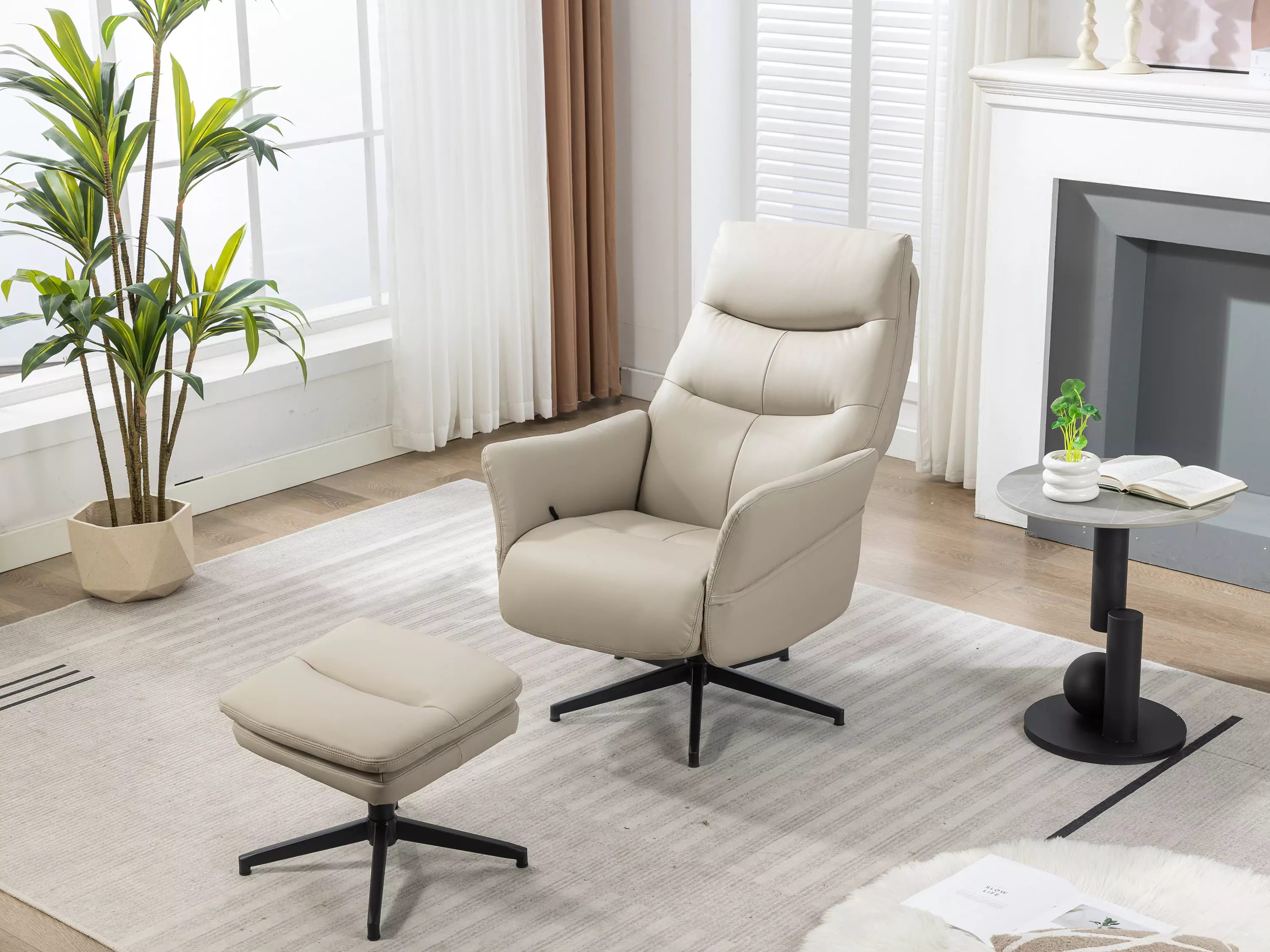 Robert Swivel Recliner Chair with Stool - Image 5