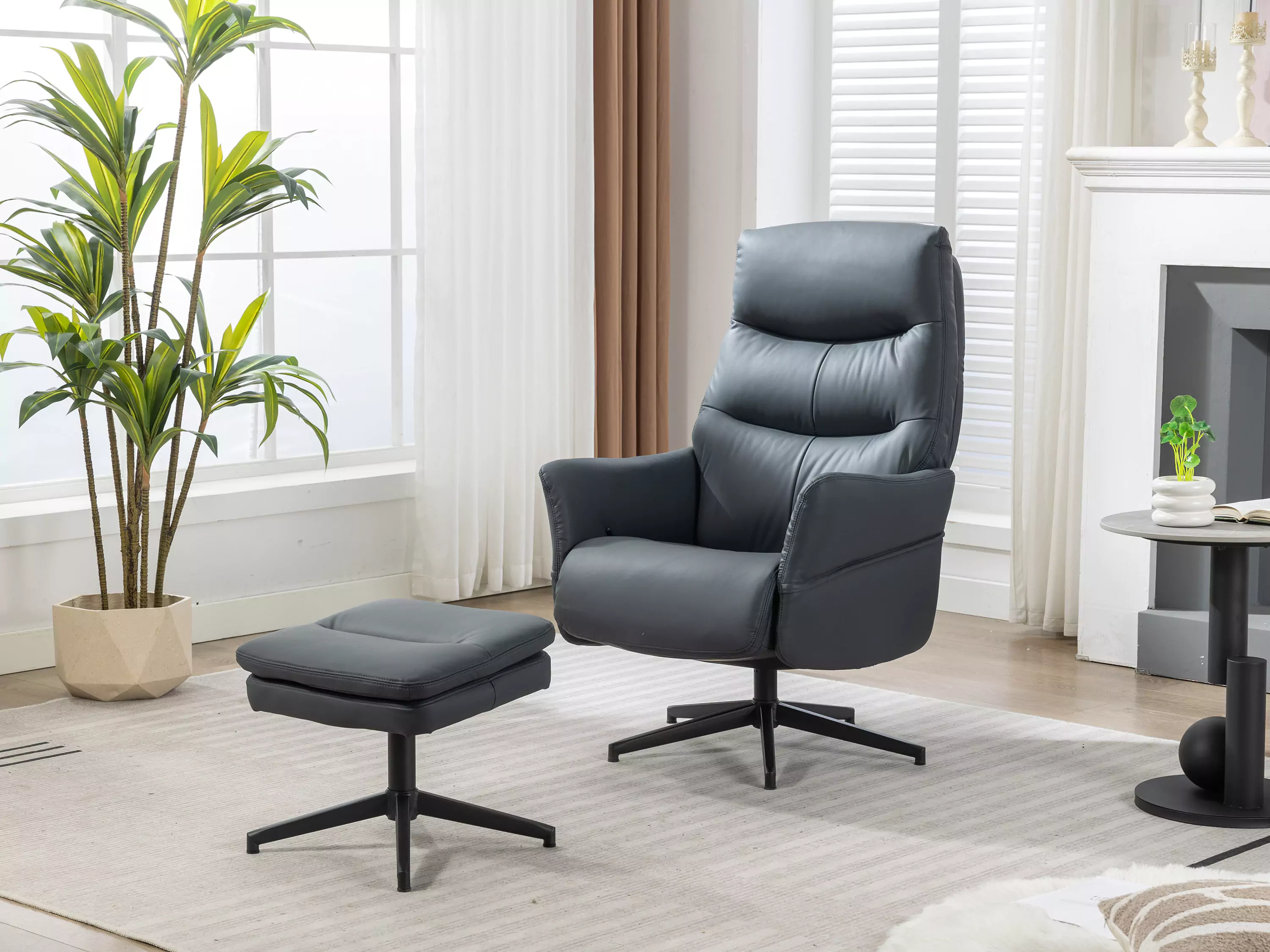 Robert Swivel Recliner Chair with Stool - Image 7
