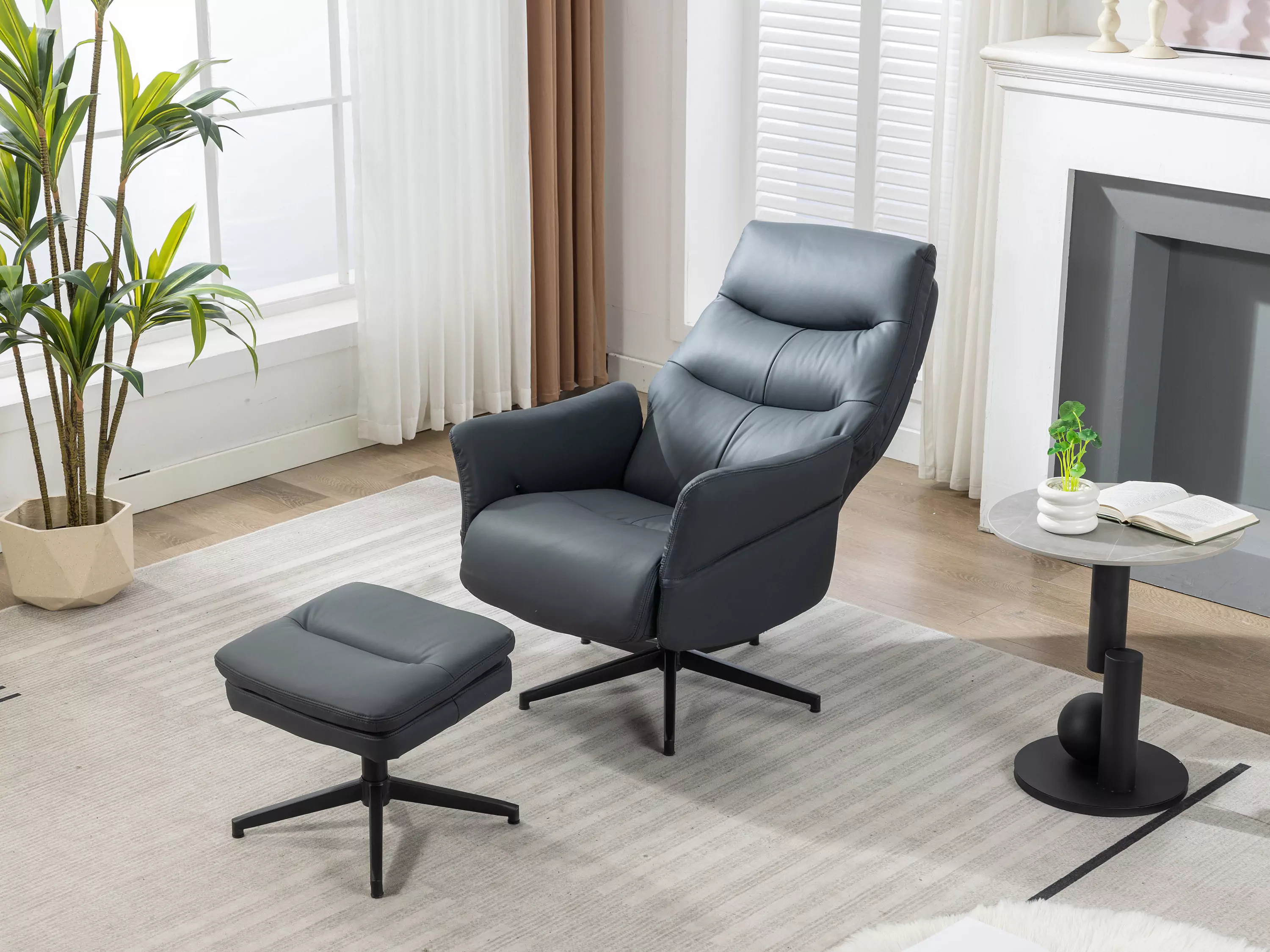 Robert Swivel Recliner Chair with Stool - Image 8