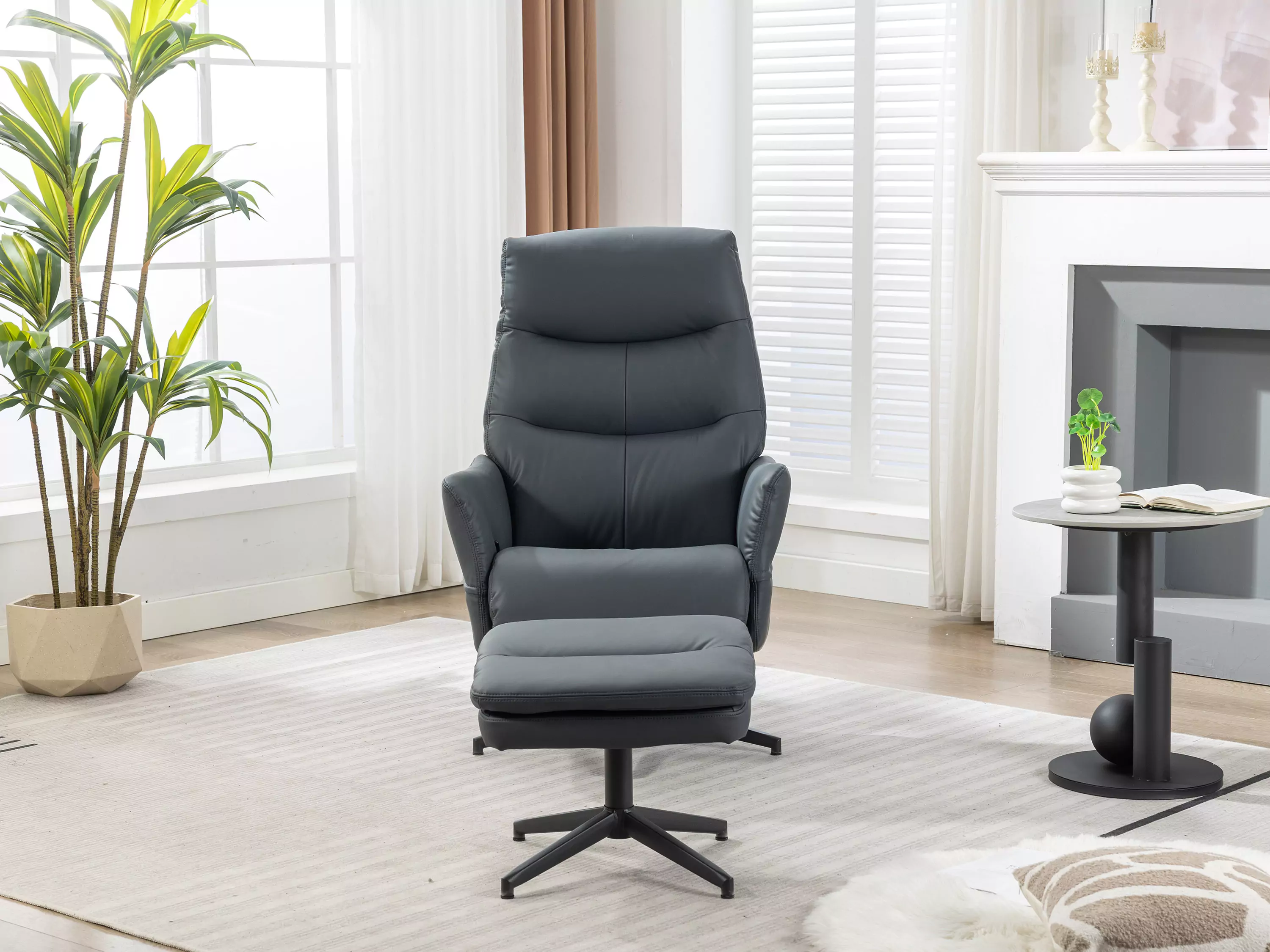 Robert Swivel Recliner Chair with Stool - Image 9