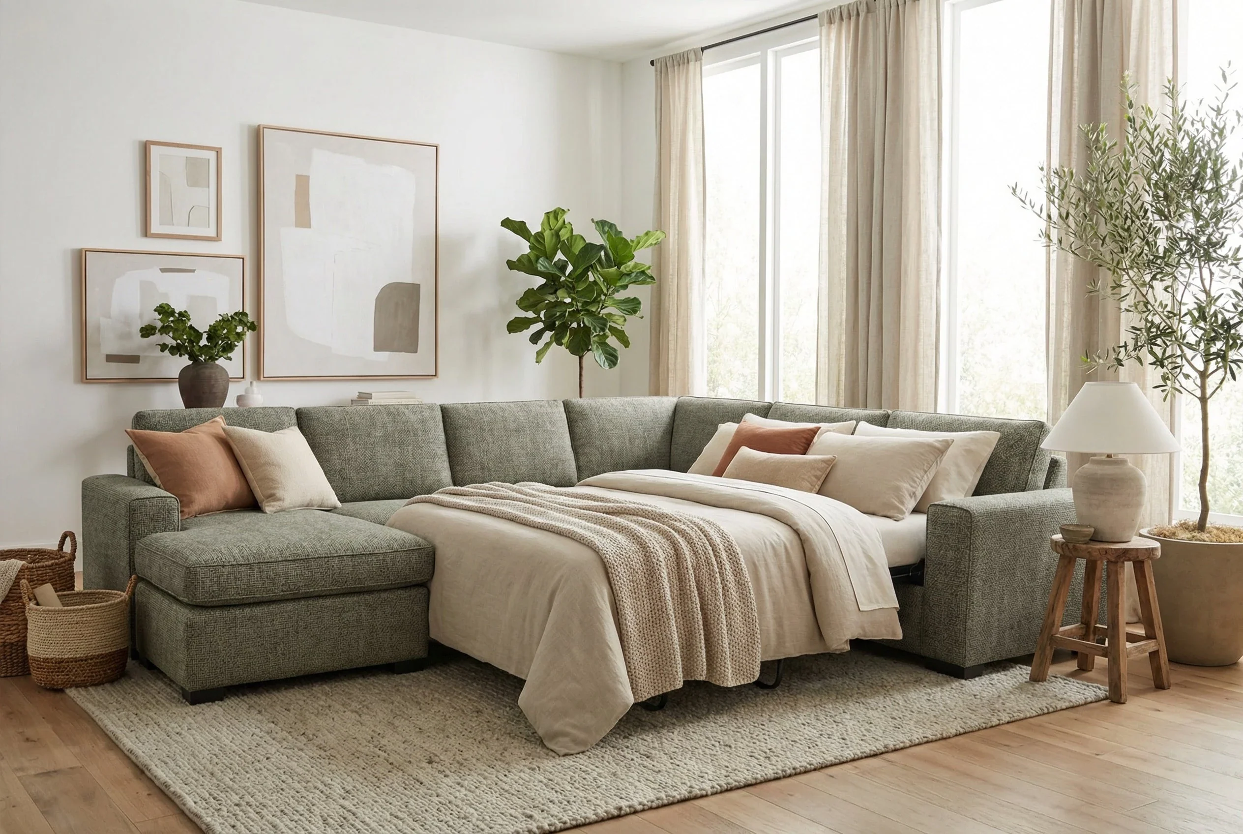 Santino 6 Seater Fabric Reversible Chaise + Sofabed - Image 4