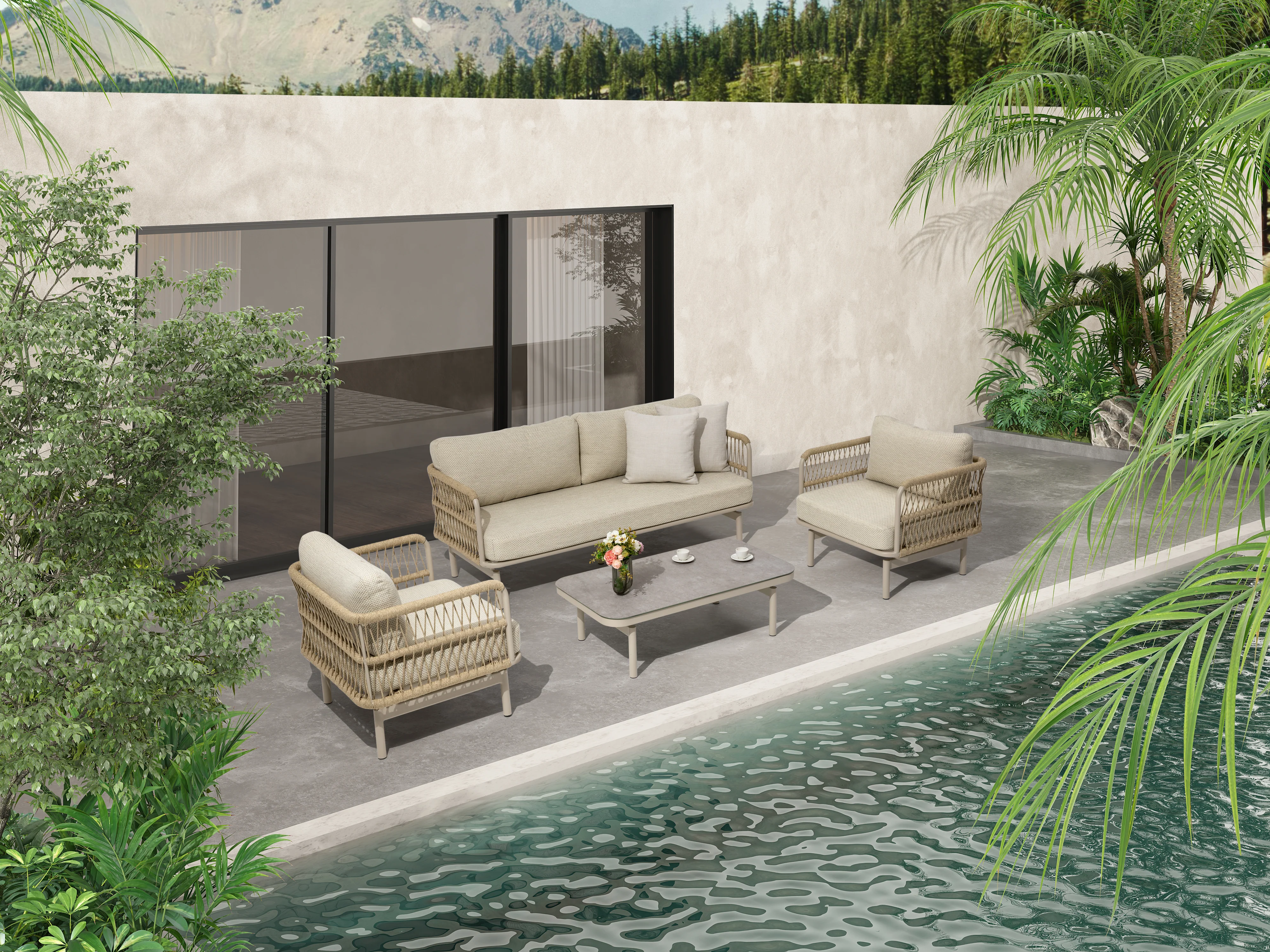 Sunshine 4 Piece Outdoor Lounge Set - Image 4