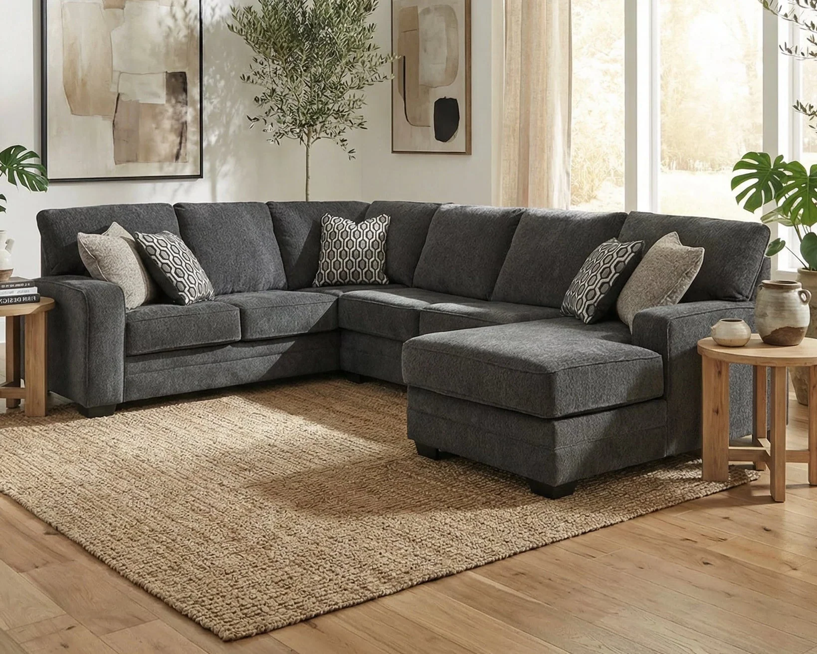 Tracling 6 Seater Fabric Chaise Modular - Image 10