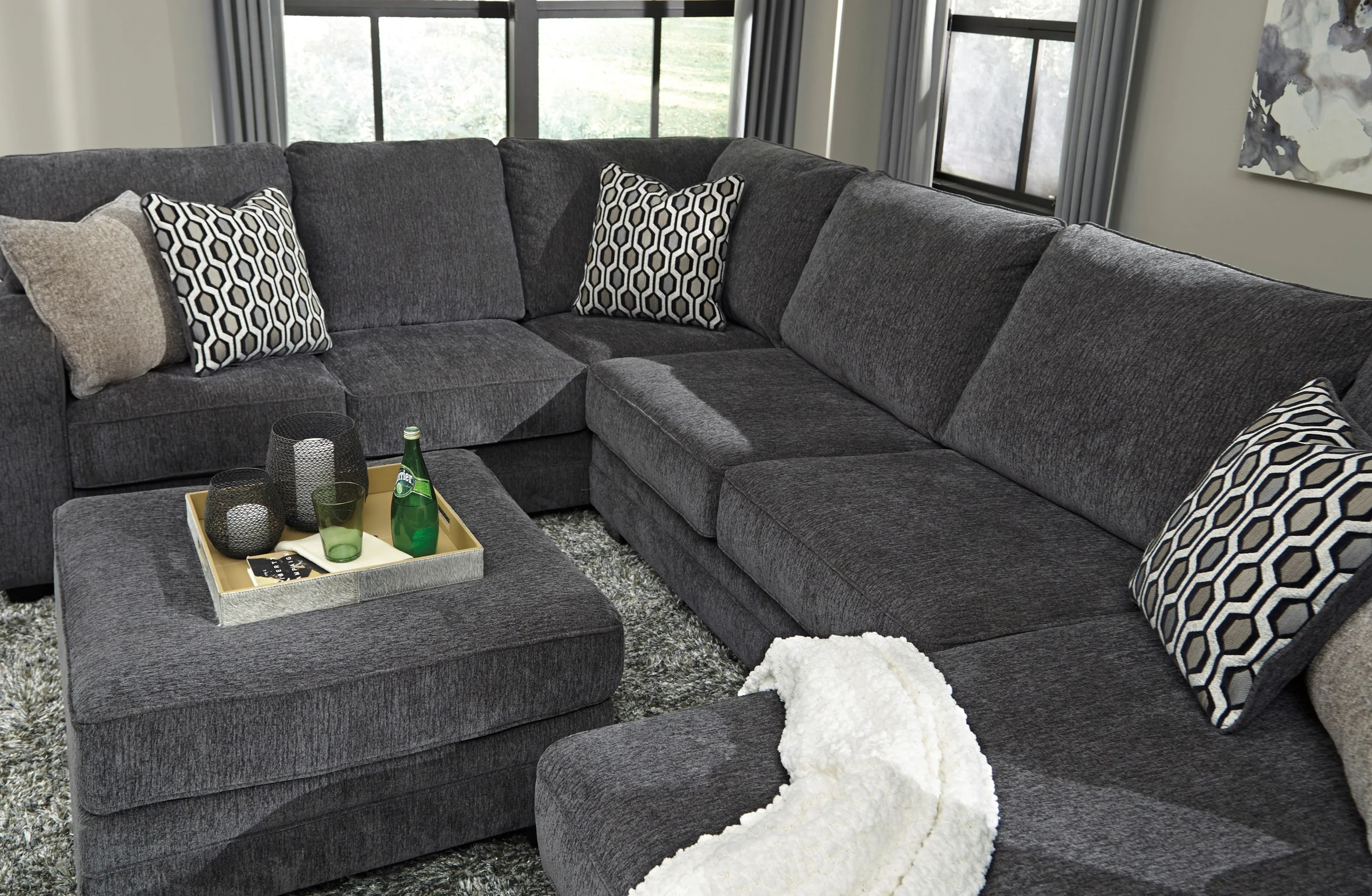 Tracling 6 Seater Fabric Chaise Modular - Image 5