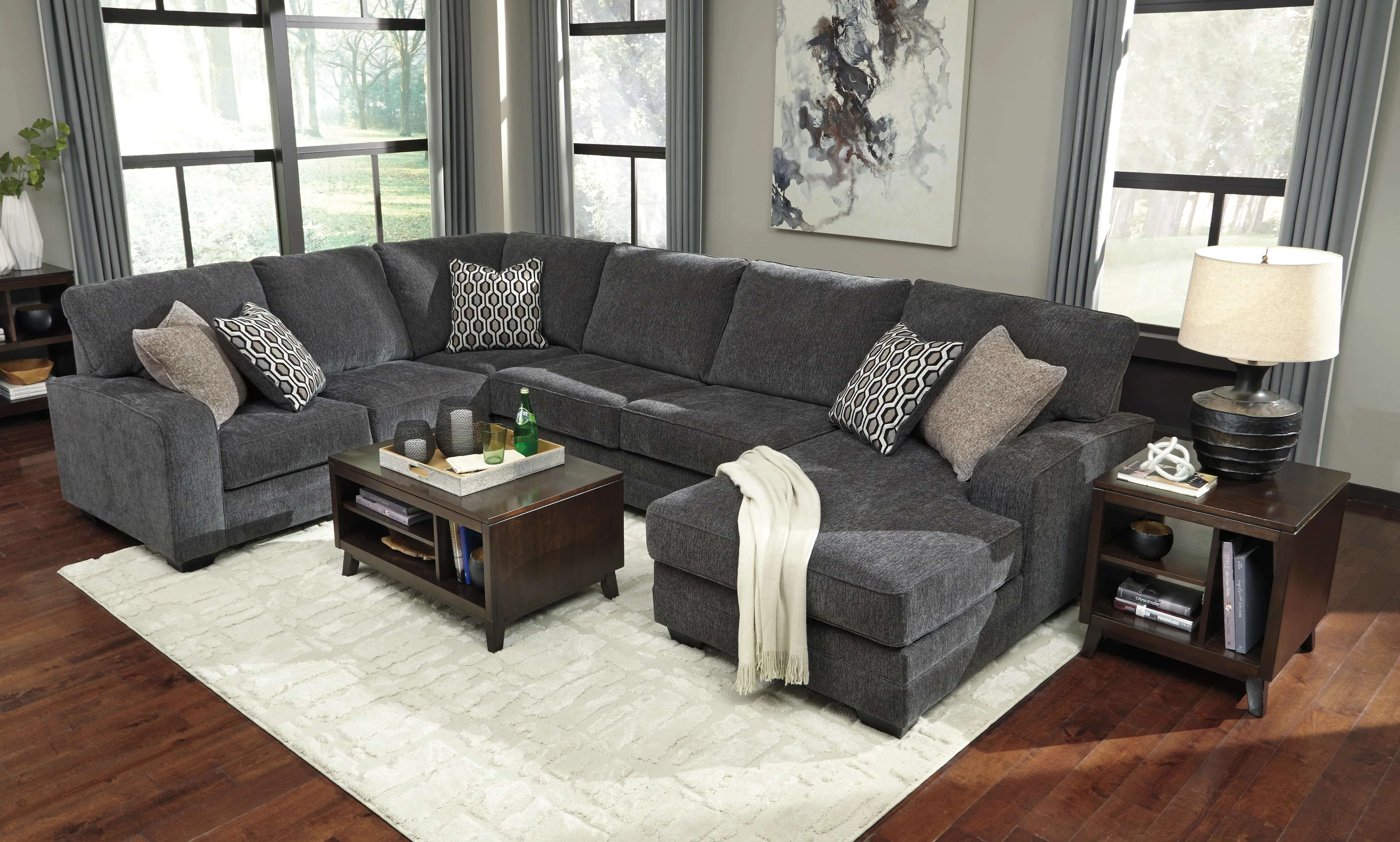 Tracling 6 Seater Fabric Chaise Modular - Image 8