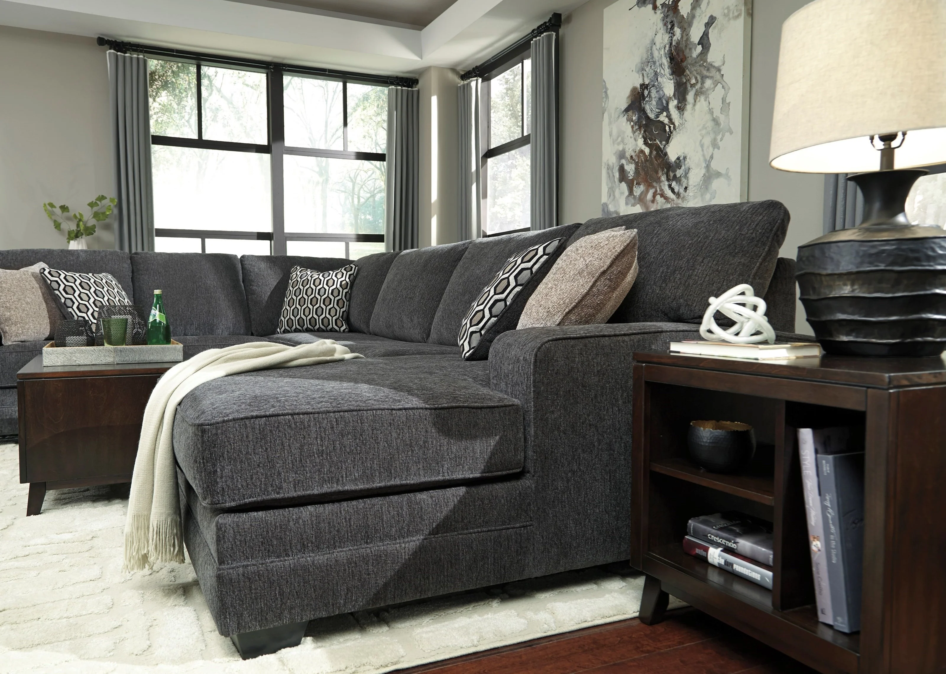 Tracling 6 Seater Fabric Chaise Modular - Image 9